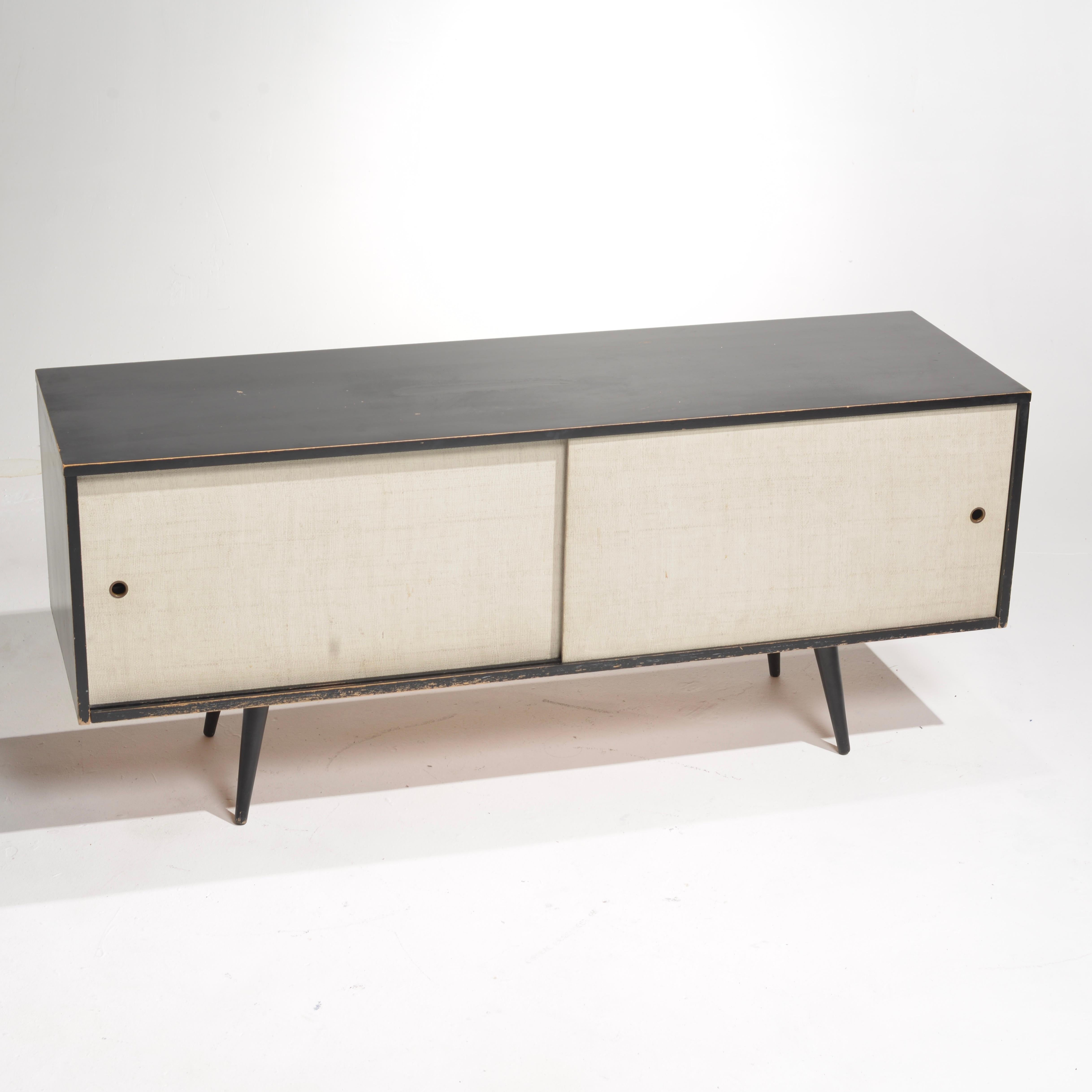 Mid-Century Modern Paul McCobb for Planner Group Mid Century Black Lacquer Low Credenza For Sale