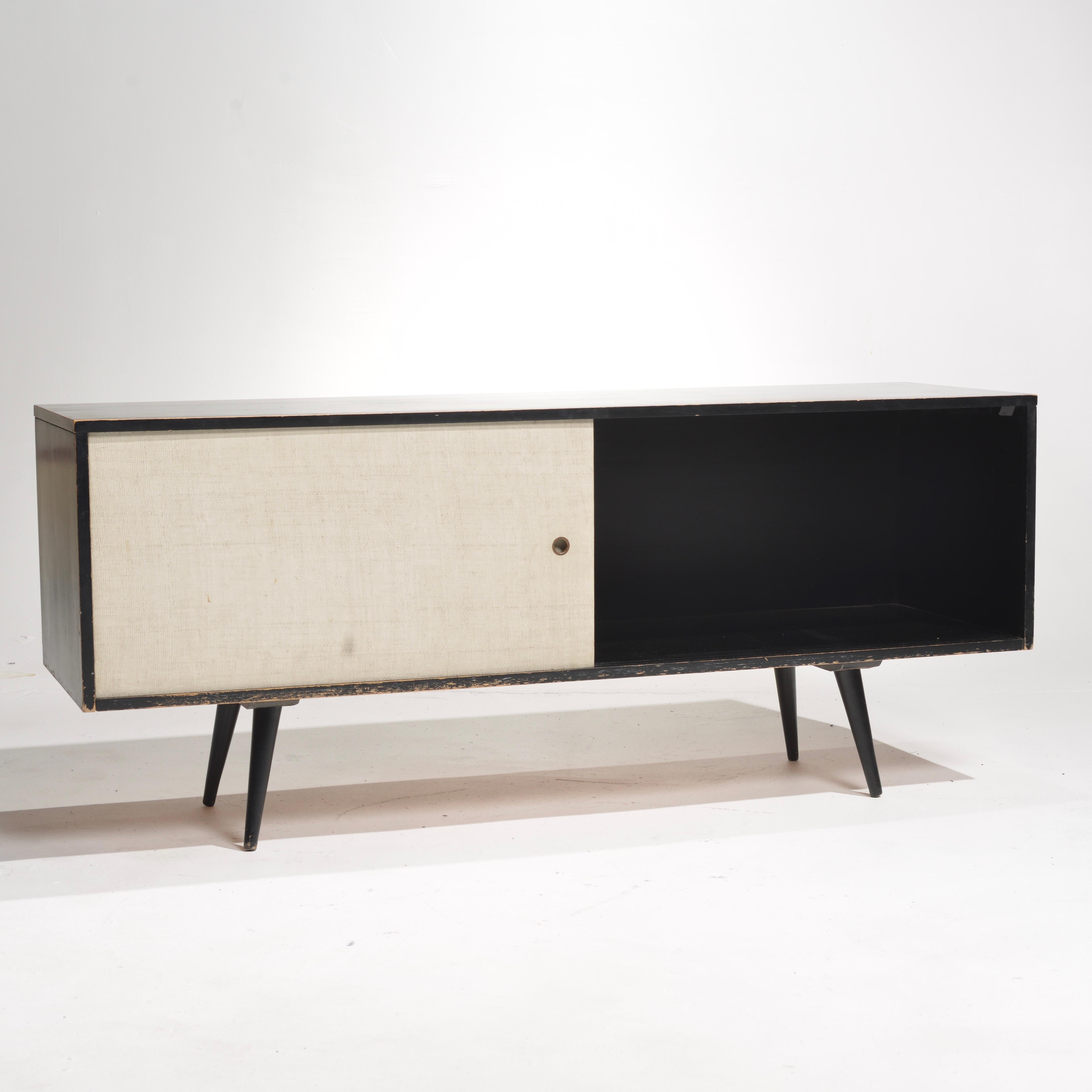 Painted Paul McCobb for Planner Group Mid Century Black Lacquer Low Credenza For Sale
