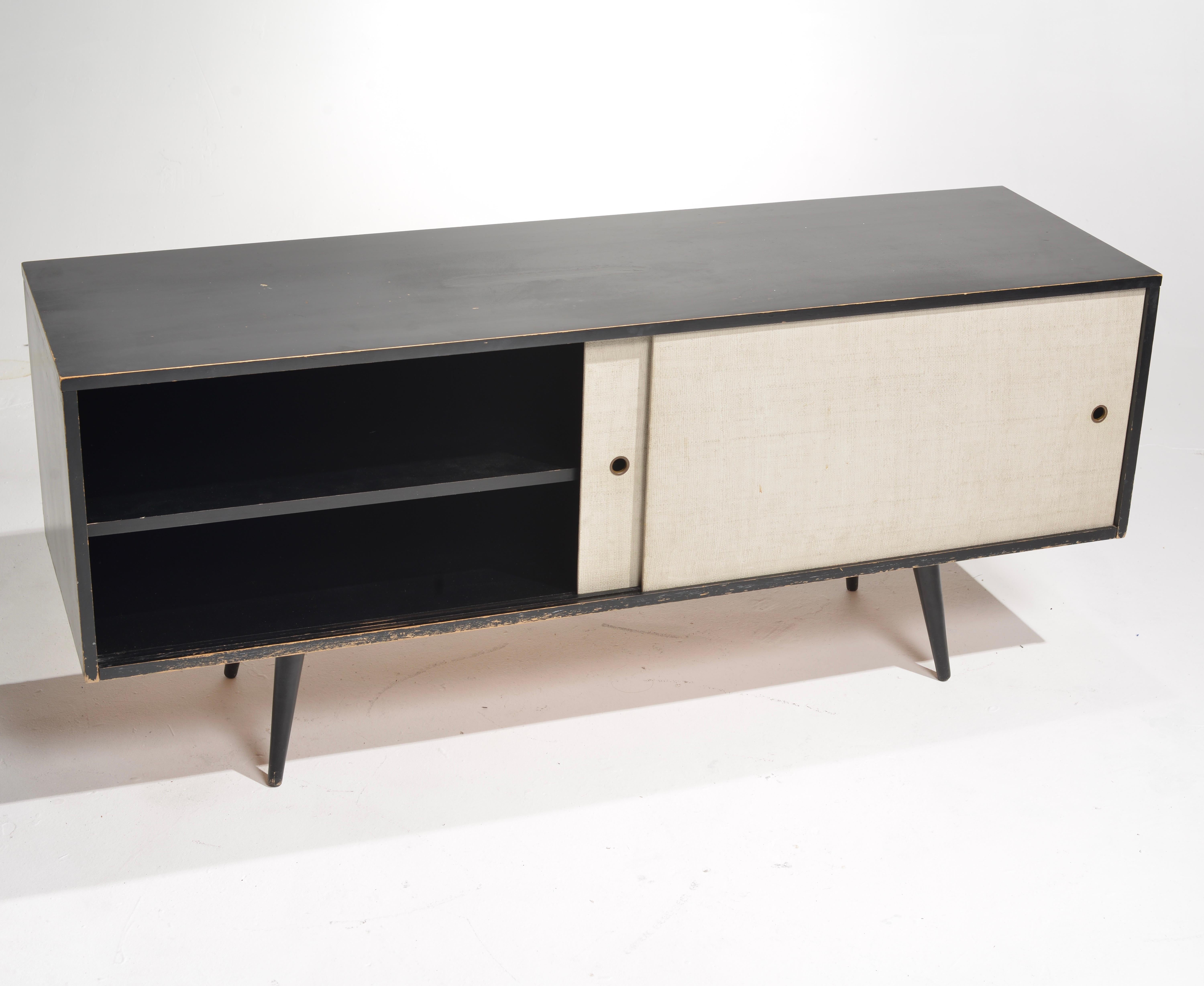 20th Century Paul McCobb for Planner Group Mid Century Black Lacquer Low Credenza For Sale