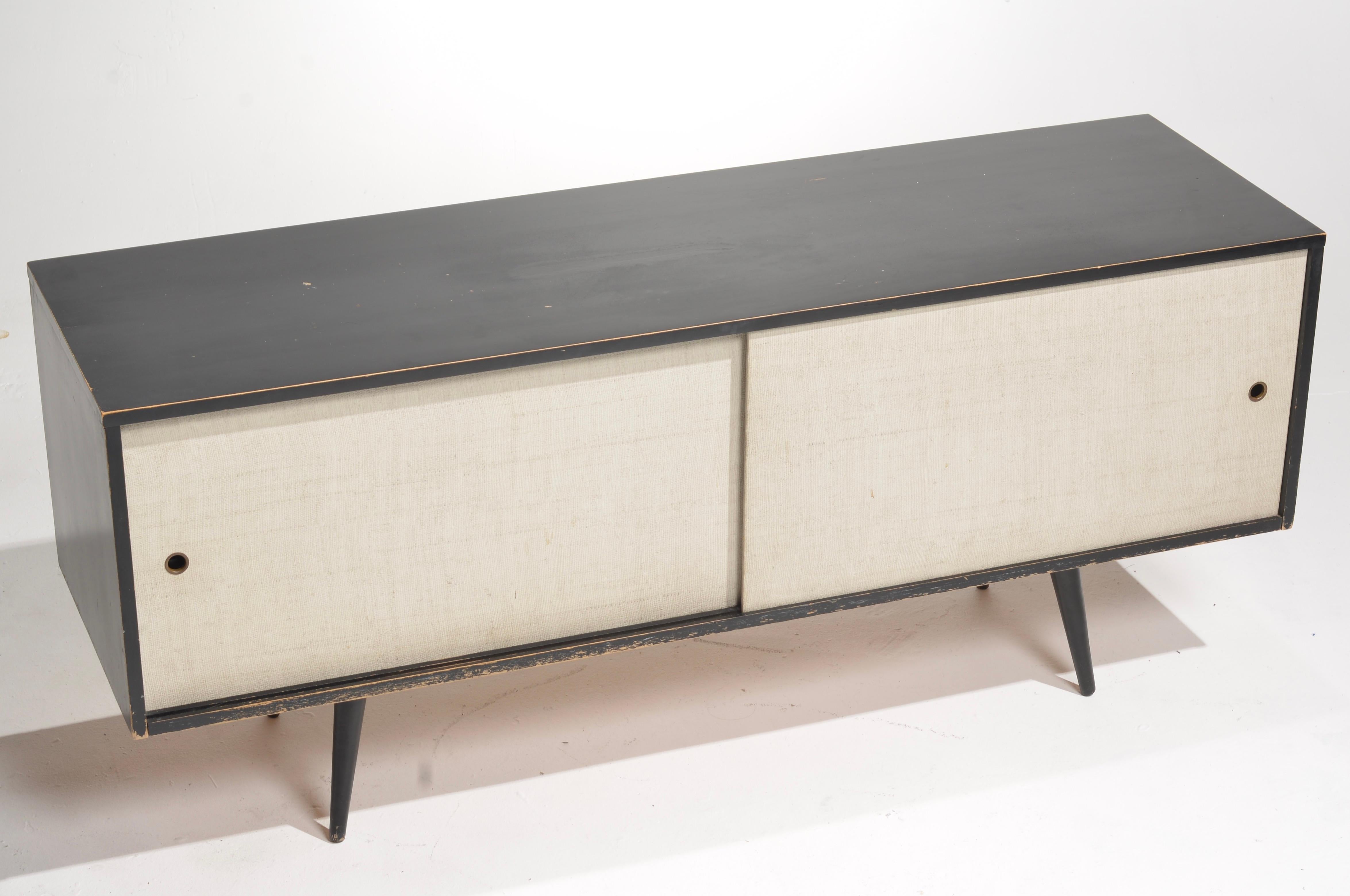 Maple Paul McCobb for Planner Group Mid Century Black Lacquer Low Credenza For Sale