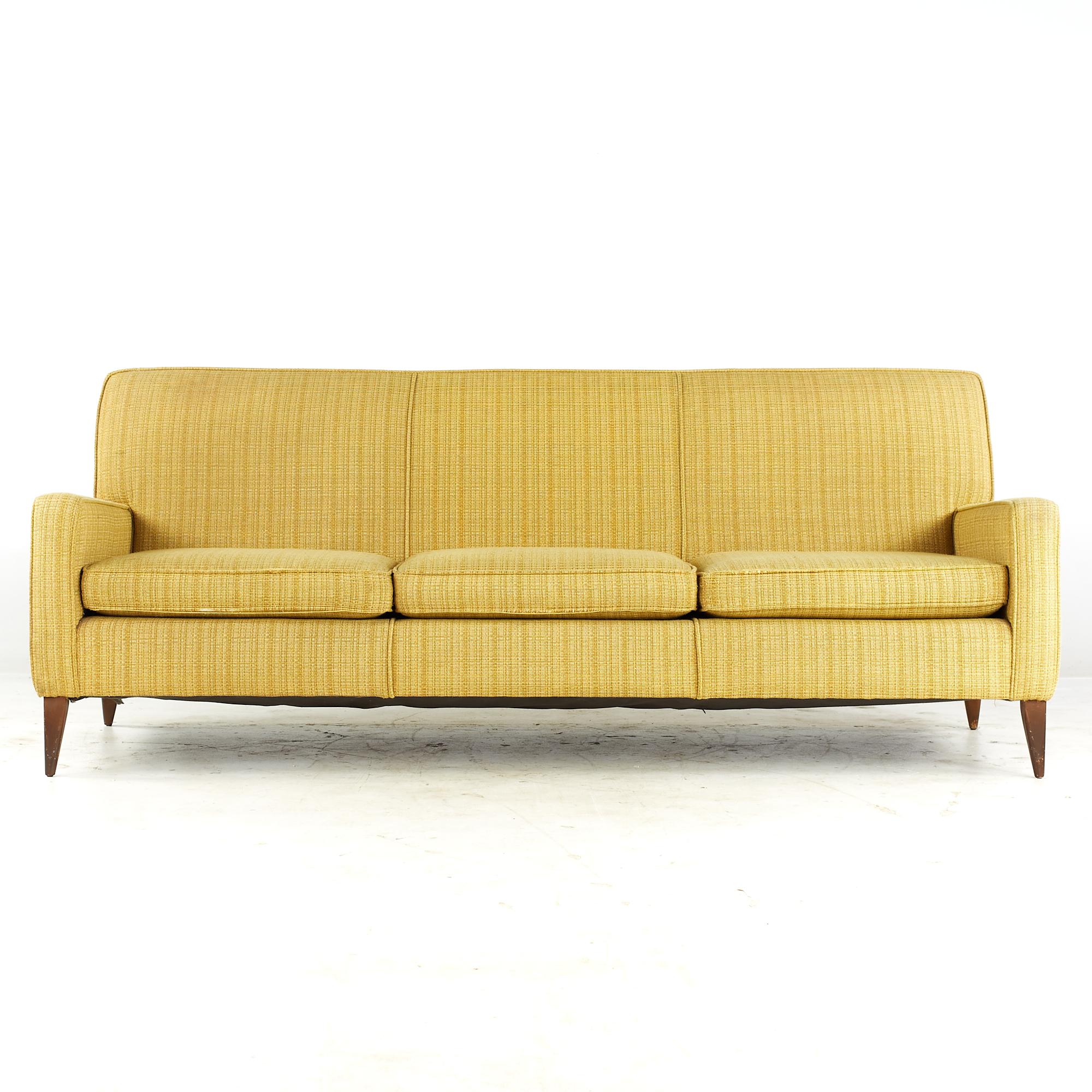 Paul McCobb for Planner Group midcentury Sofa.

This sofa measures: 75.5 wide x 33 deep x 30.5 inches high, with a seat height of 16 and arm height of 21 inches

All pieces of furniture can be had in what we call restored vintage condition. That