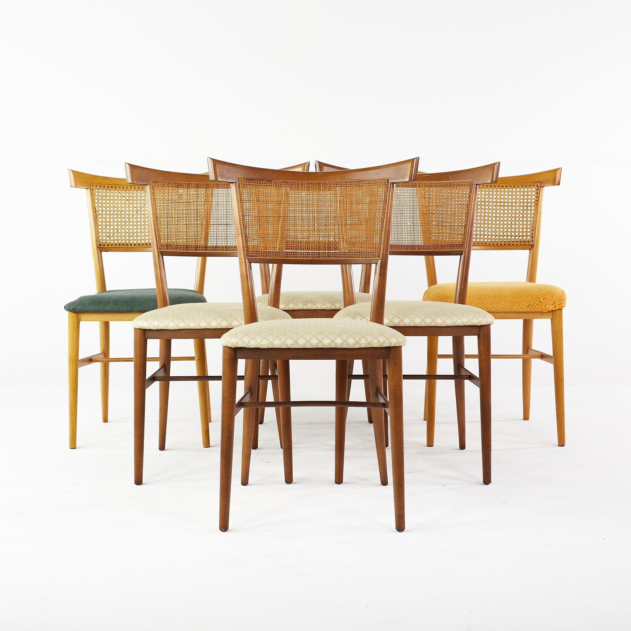 Paul McCobb for Planner Group Winchendon Maple and Cane dining chairs - Set of 6

Each chair measures: 18 wide x 19 deep x 35.25 high, with a seat height and chair clearance of 19 inches

Ready for new upholstery. This service is available for