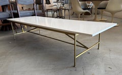 Paul McCobb for the Irwin Collection Brass & White Glass Coffee Table