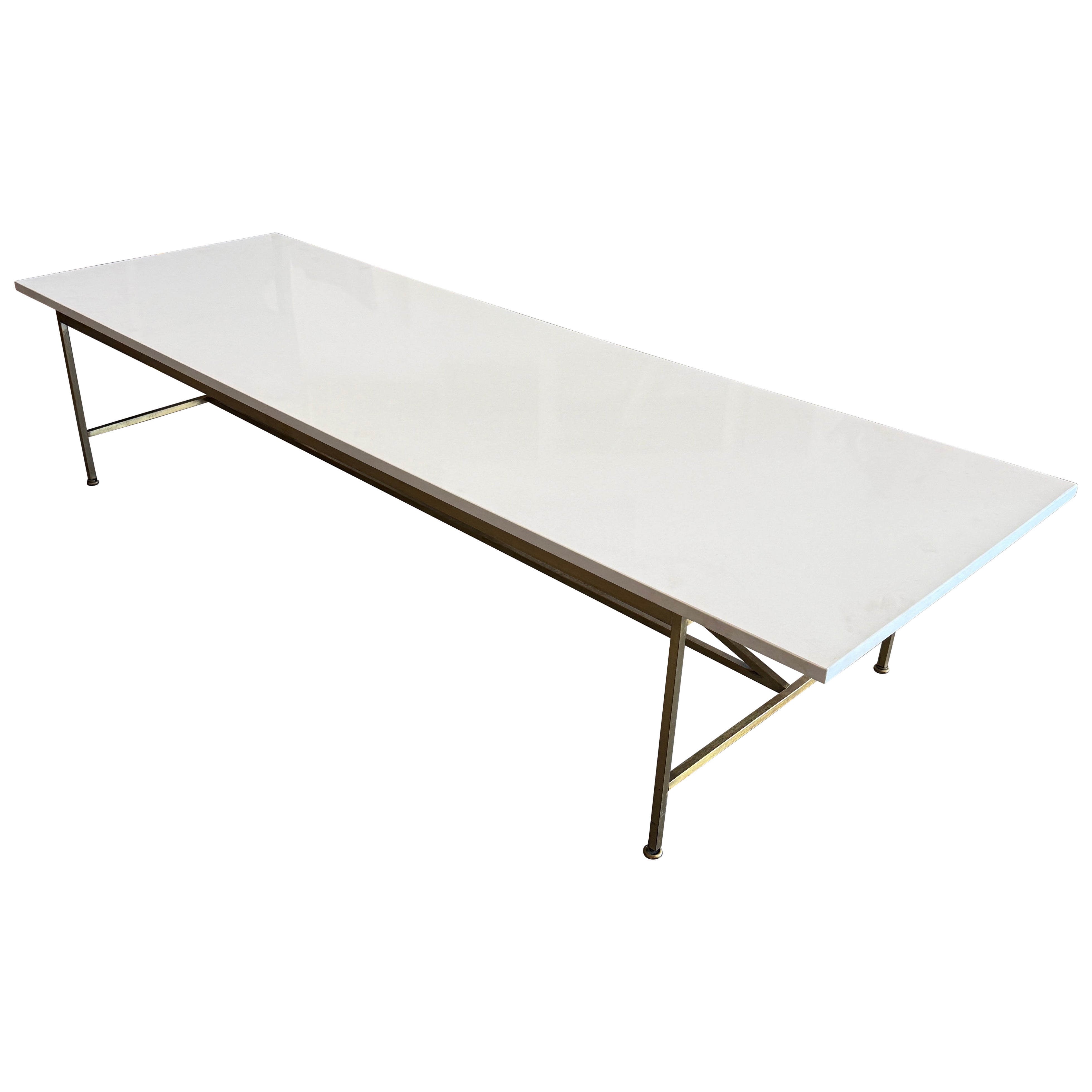 Paul McCobb for the Irwin Collection Brass & White Glass Coffee Table