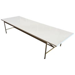 Paul McCobb for the Irwin Collection Brass & White Glass Coffee Table