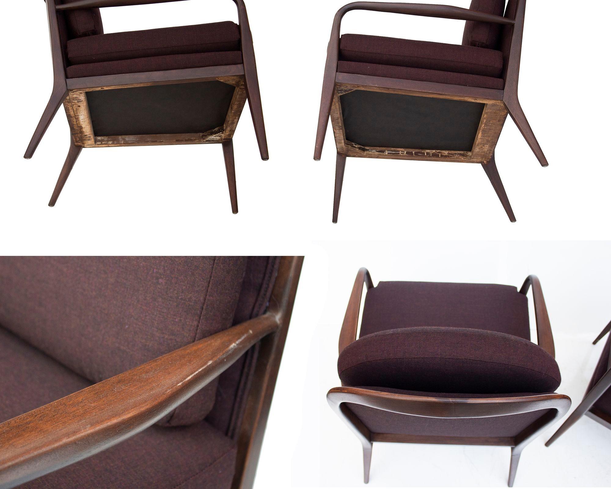 Paul McCobb for Widdicomb Walnut Armchairs, Newly upholstered For Sale 3