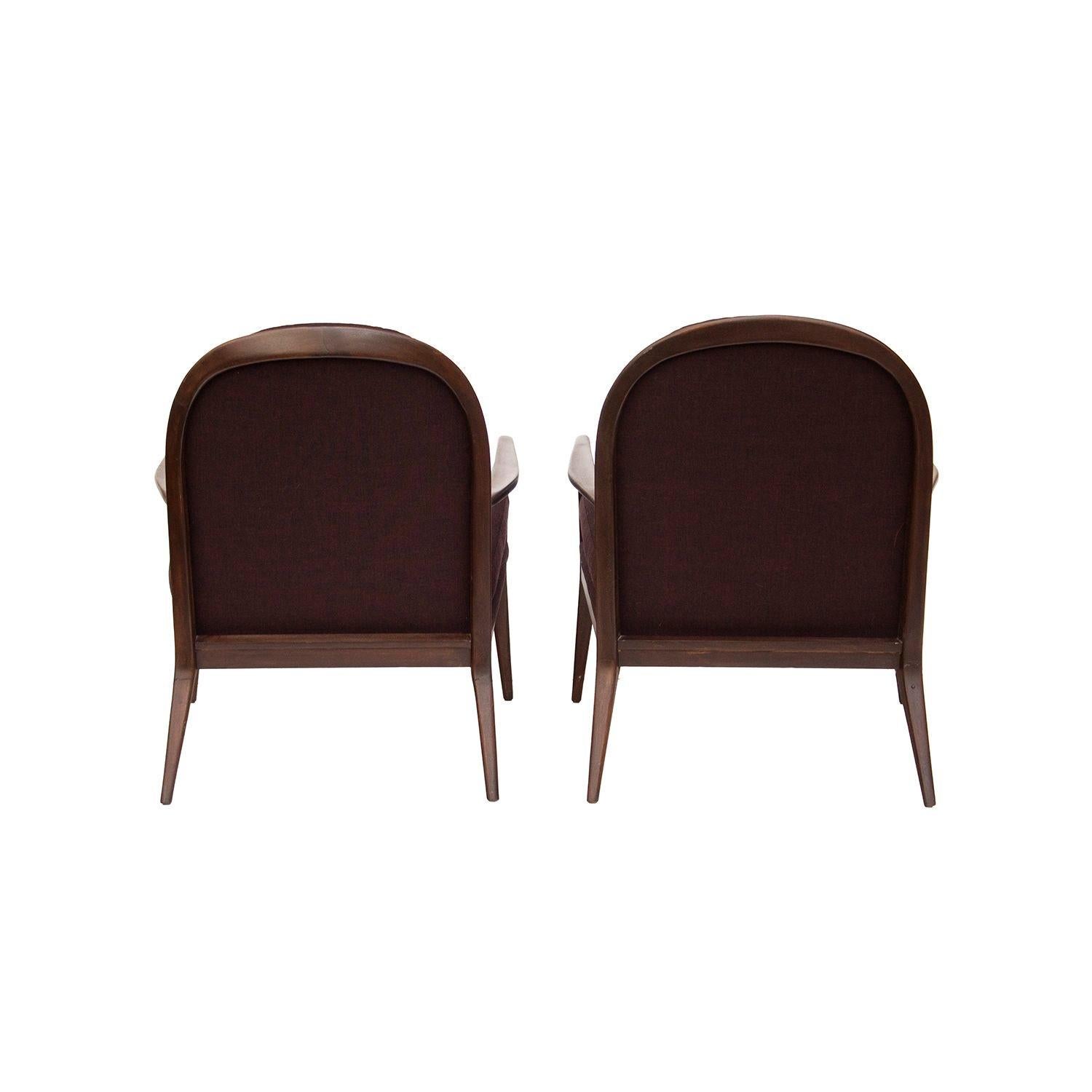 Mid-20th Century Paul McCobb for Widdicomb Walnut Armchairs, Newly upholstered For Sale