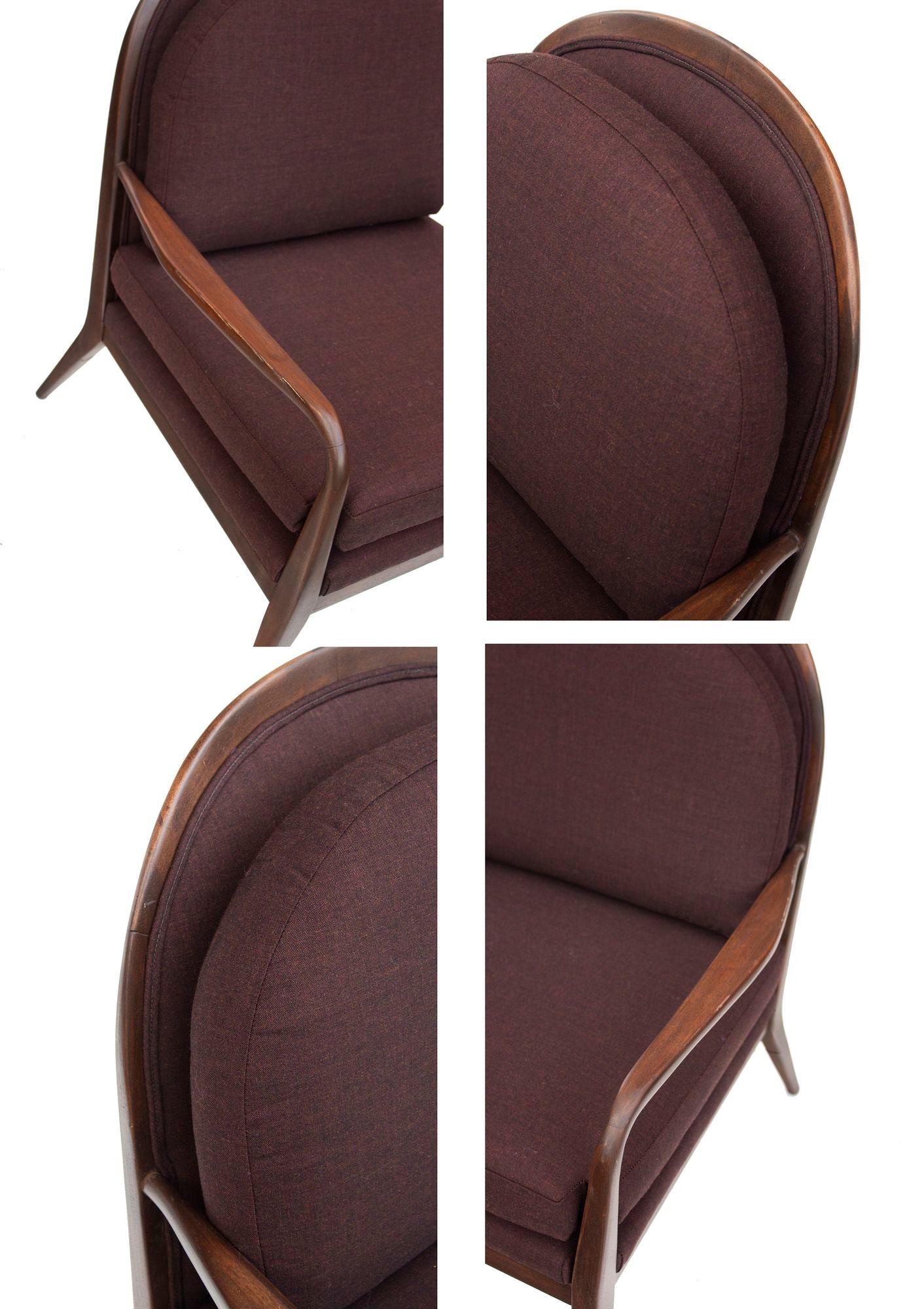 Paul McCobb for Widdicomb Walnut Armchairs, Newly upholstered For Sale 1