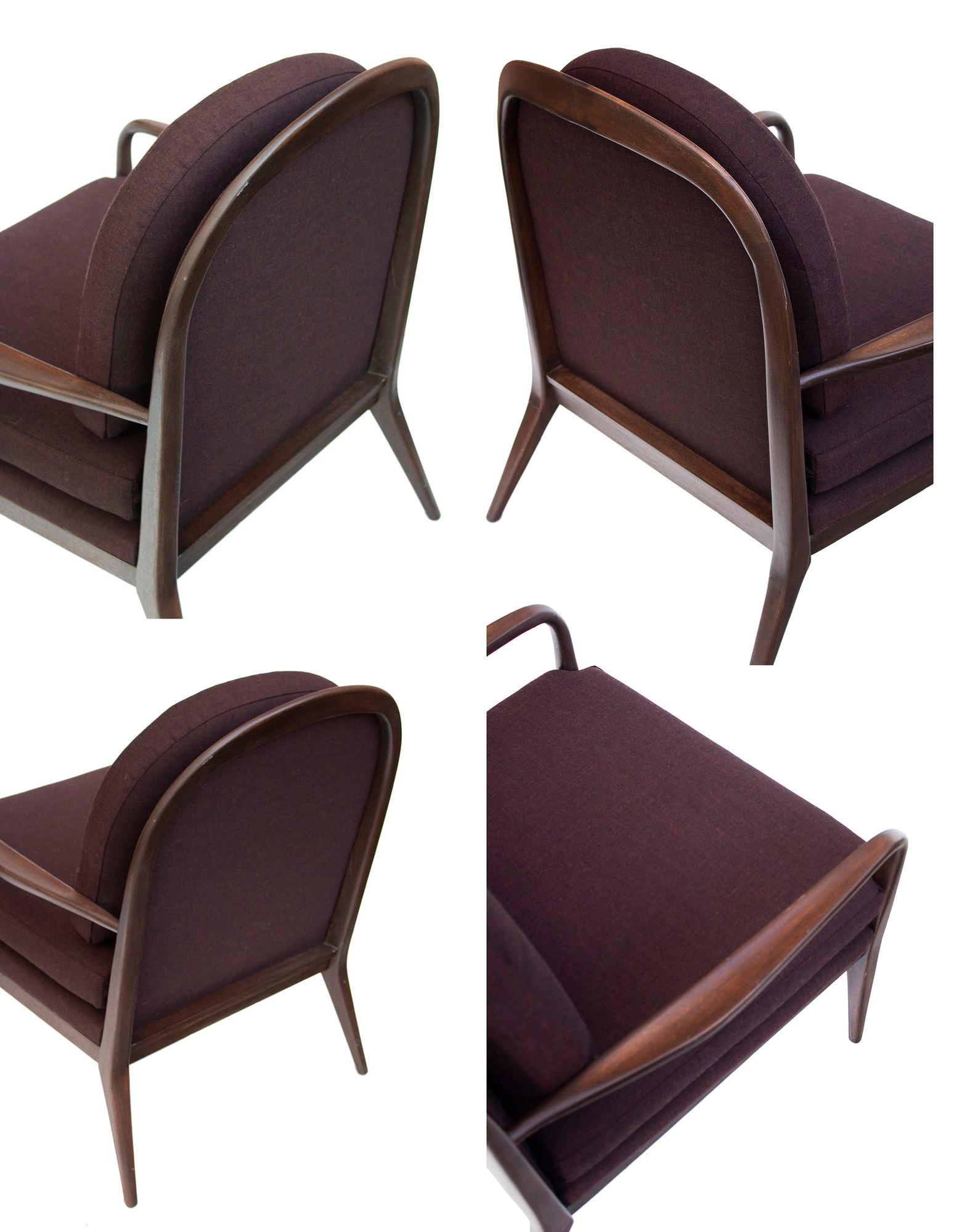Paul McCobb for Widdicomb Walnut Armchairs, Newly upholstered For Sale 2