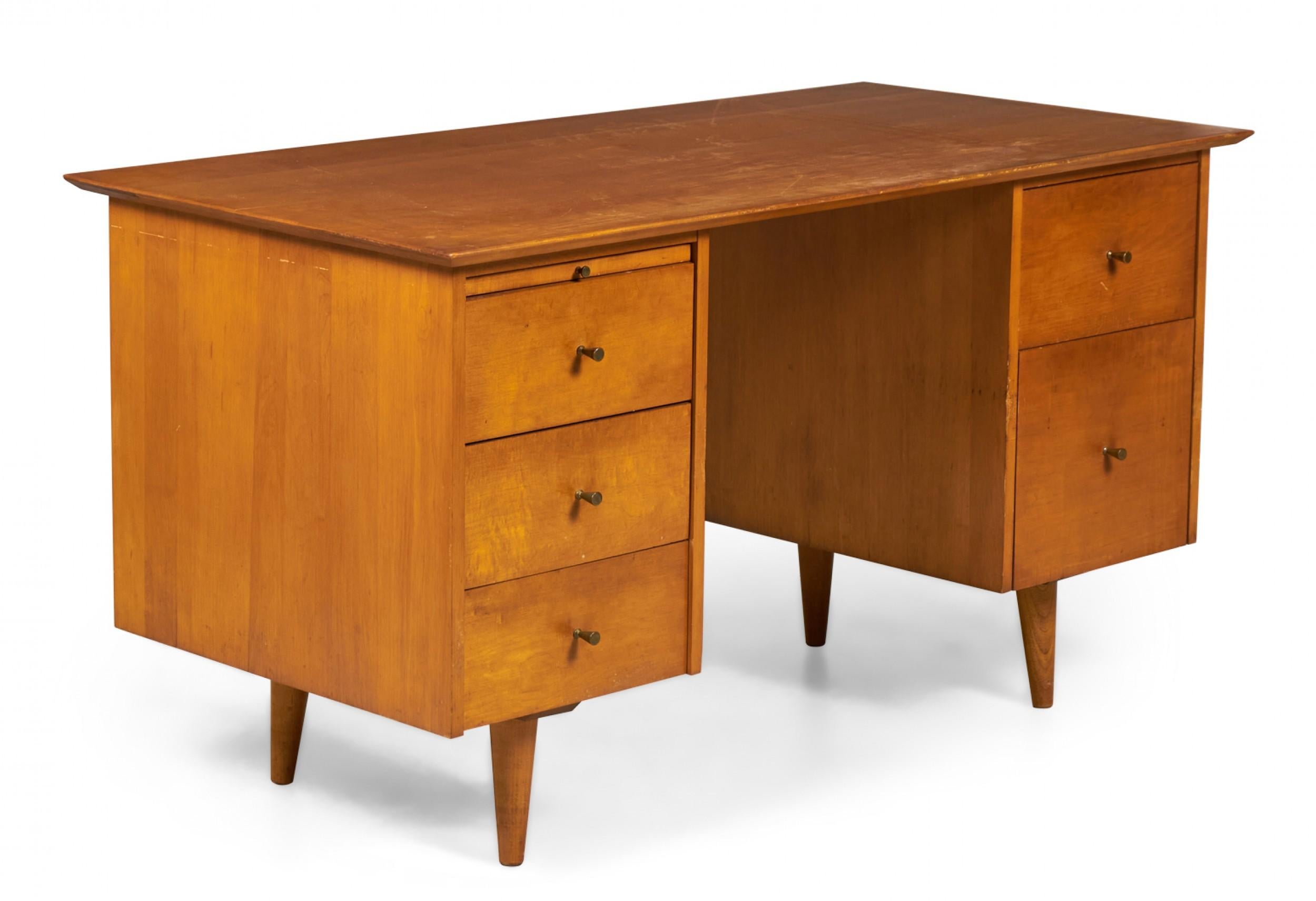 20th Century Paul McCobb for Winchendon Maple Double Pedestal Desk For Sale
