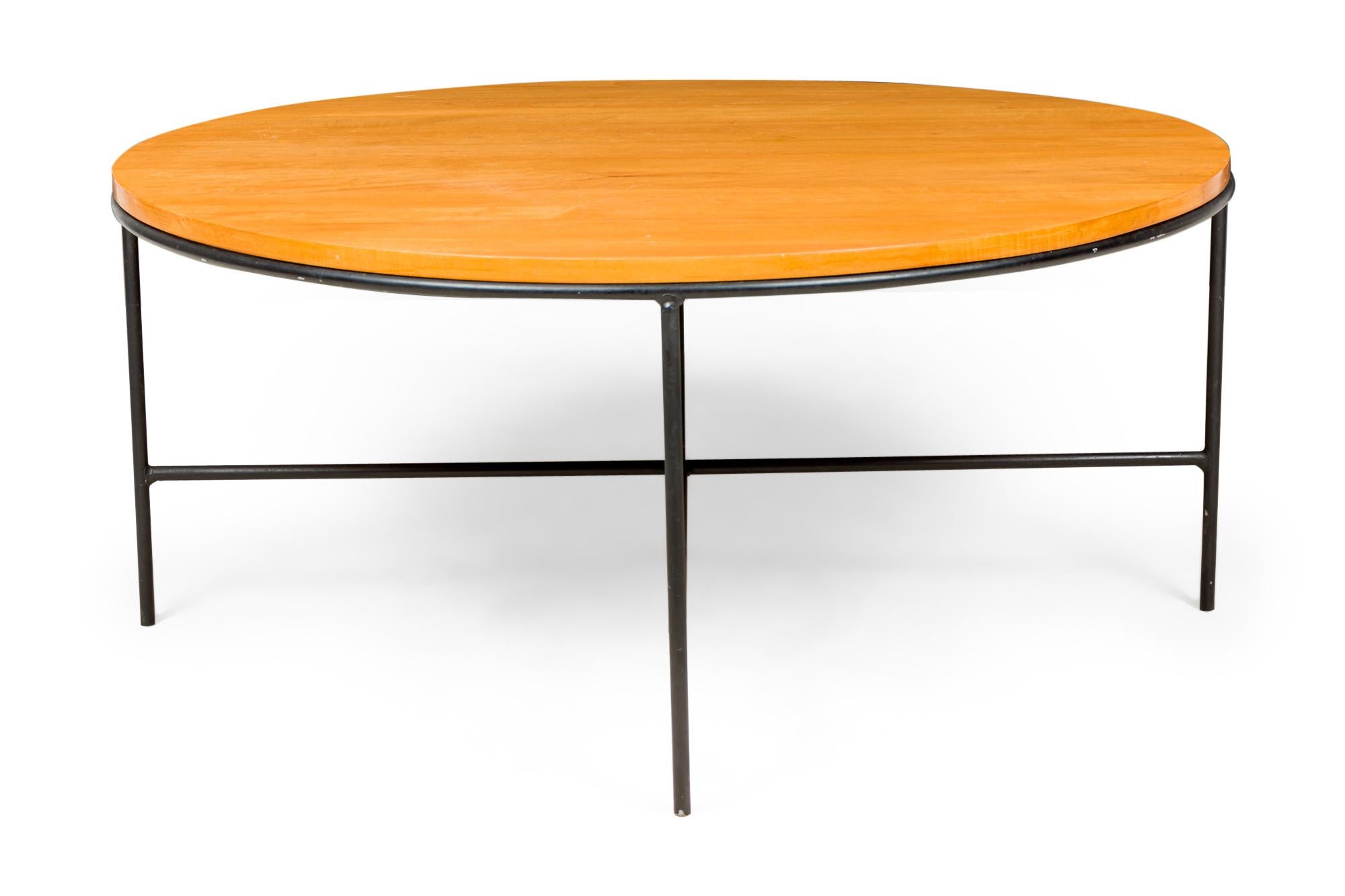 Paul McCobb for Winchendon Planner Group Circular Maple and Iron Coffee Tables In Good Condition For Sale In New York, NY