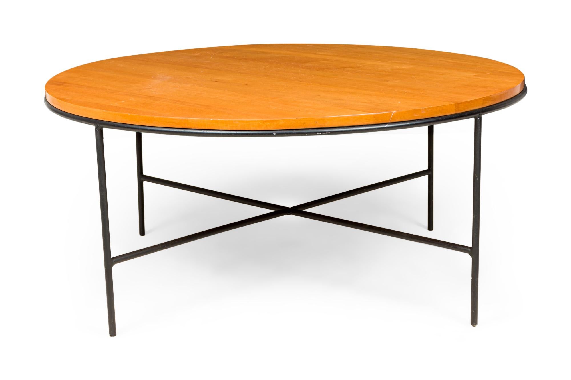 20th Century Paul McCobb for Winchendon Planner Group Circular Maple and Iron Coffee Tables For Sale