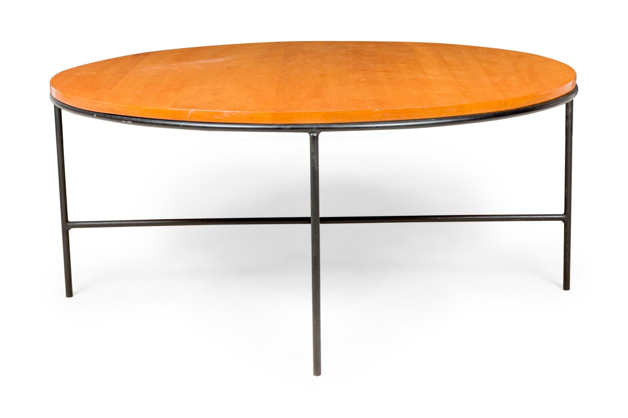 Paul McCobb for Winchendon Planner Group Circular Maple and Iron Coffee Tables For Sale 1