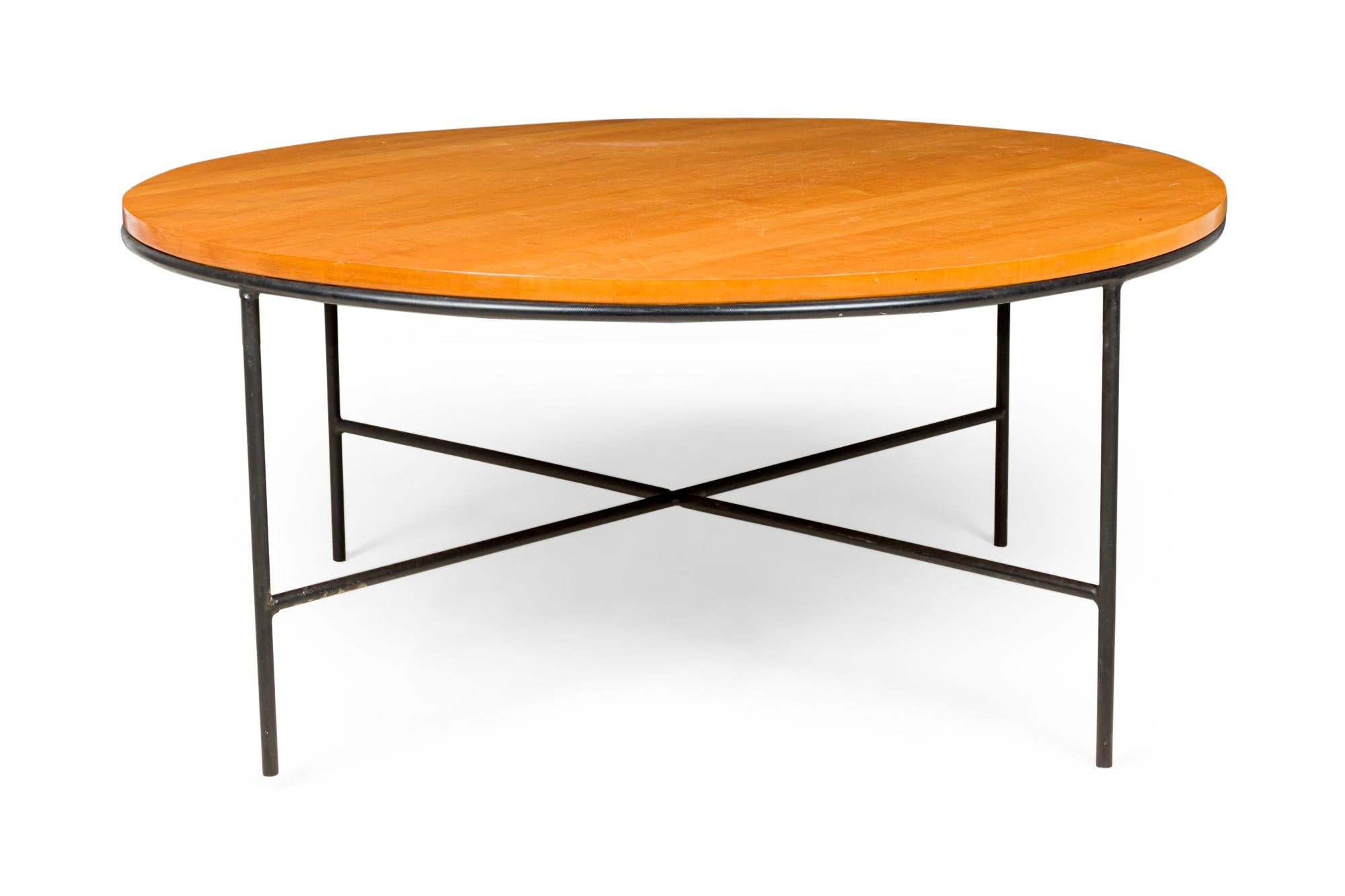 Paul McCobb for Winchendon Planner Group Circular Maple and Iron Coffee Tables For Sale 2