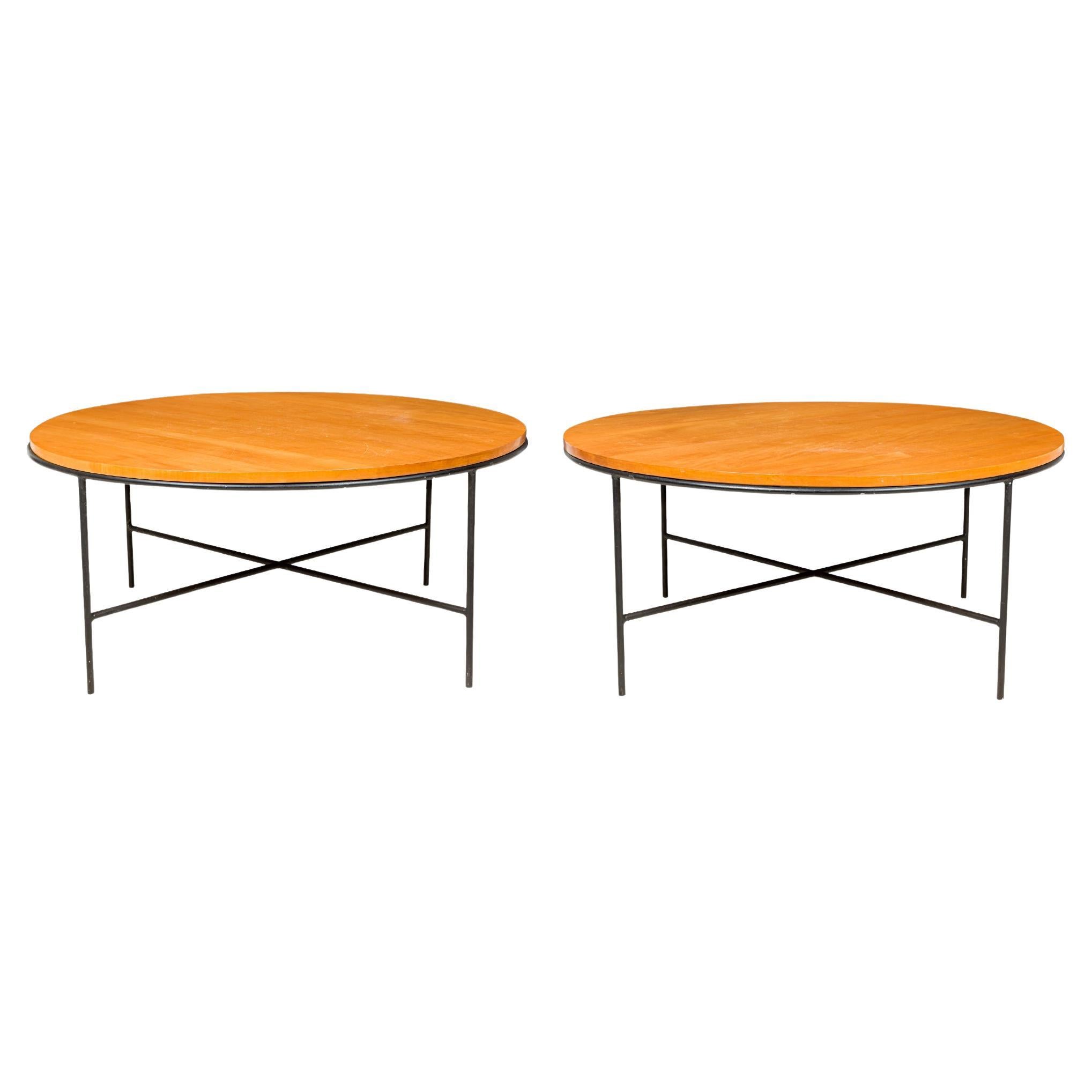 Paul McCobb for Winchendon Planner Group Circular Maple and Iron Coffee Tables