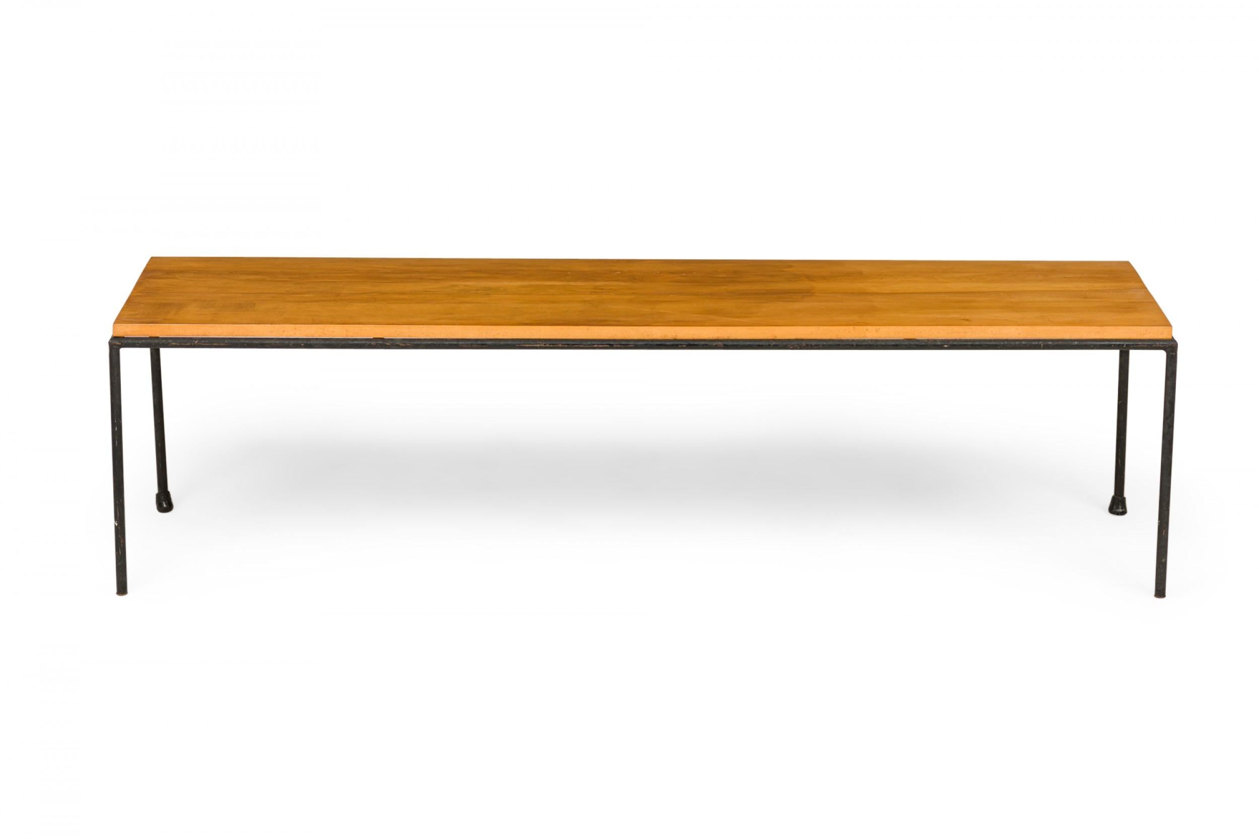 Paul McCobb for Winchendon 'Planner' Wood and Iron Coffee Table / Bench In Good Condition For Sale In New York, NY