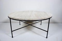 Paul McCobb For Winchendon Travertine & Black Iron Coffee Table, 1950's