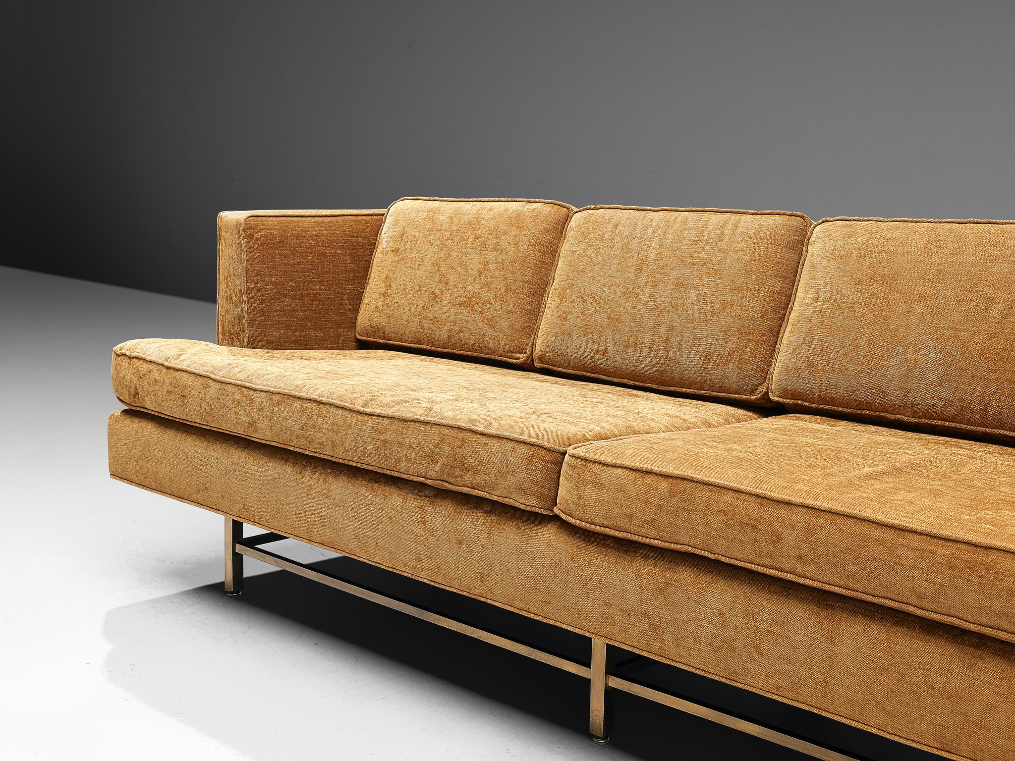 Mid-20th Century Paul McCobb Grand Sofa with Brass Base