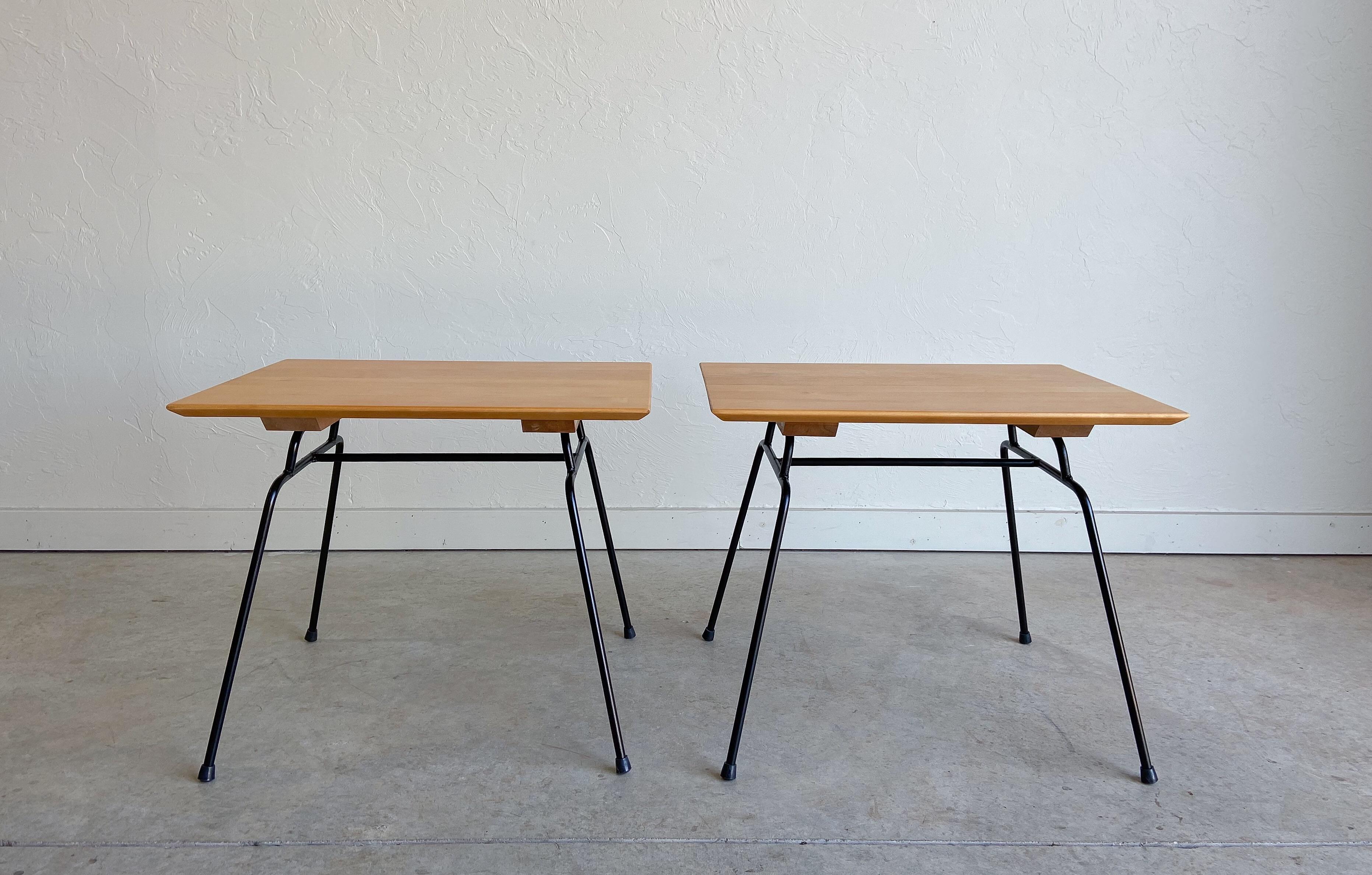 Mid-Century Modern Paul McCobb Iron and Birch Tables, Planner Group, 1950's For Sale