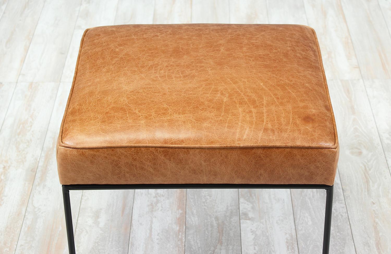 Paul McCobb Iron and Leather Stool for Planner Group In Excellent Condition In Los Angeles, CA