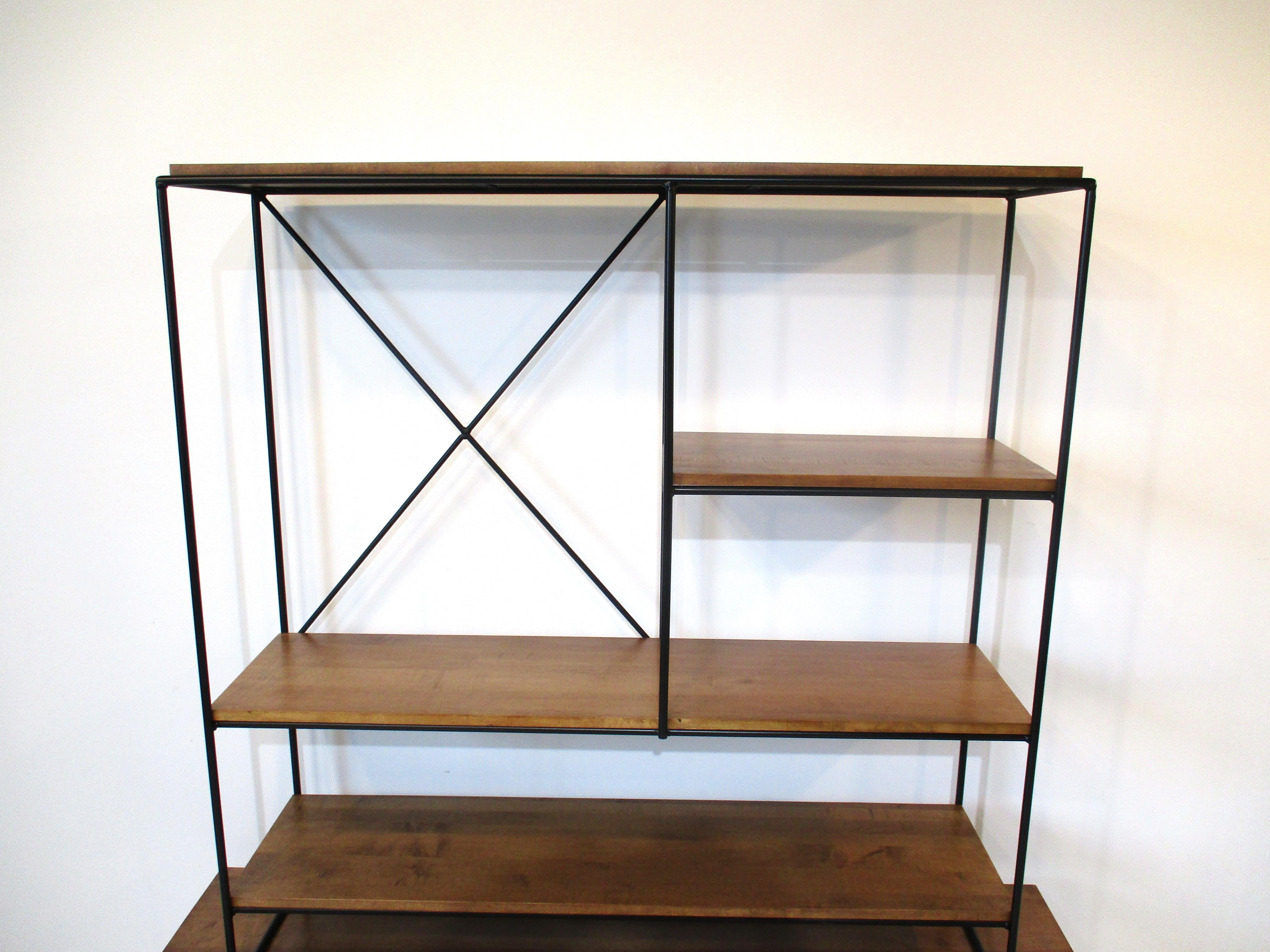 Mid-Century Modern Paul McCobb Iron / Wood Bookcase Planner Group For Sale