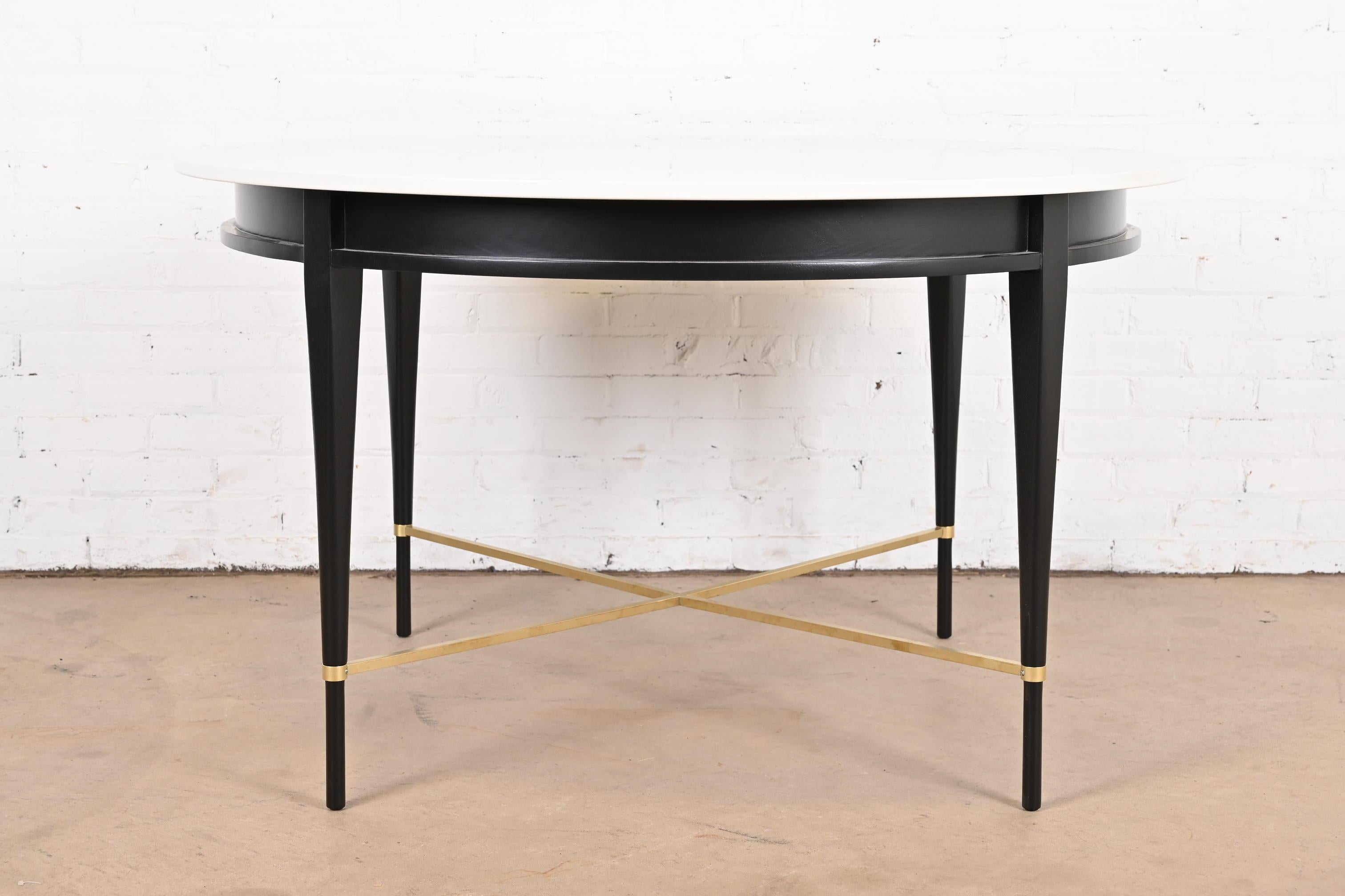 Mid-Century Modern Paul McCobb Irwin Collection Black Lacquer and Brass Dining Table, Refinished For Sale