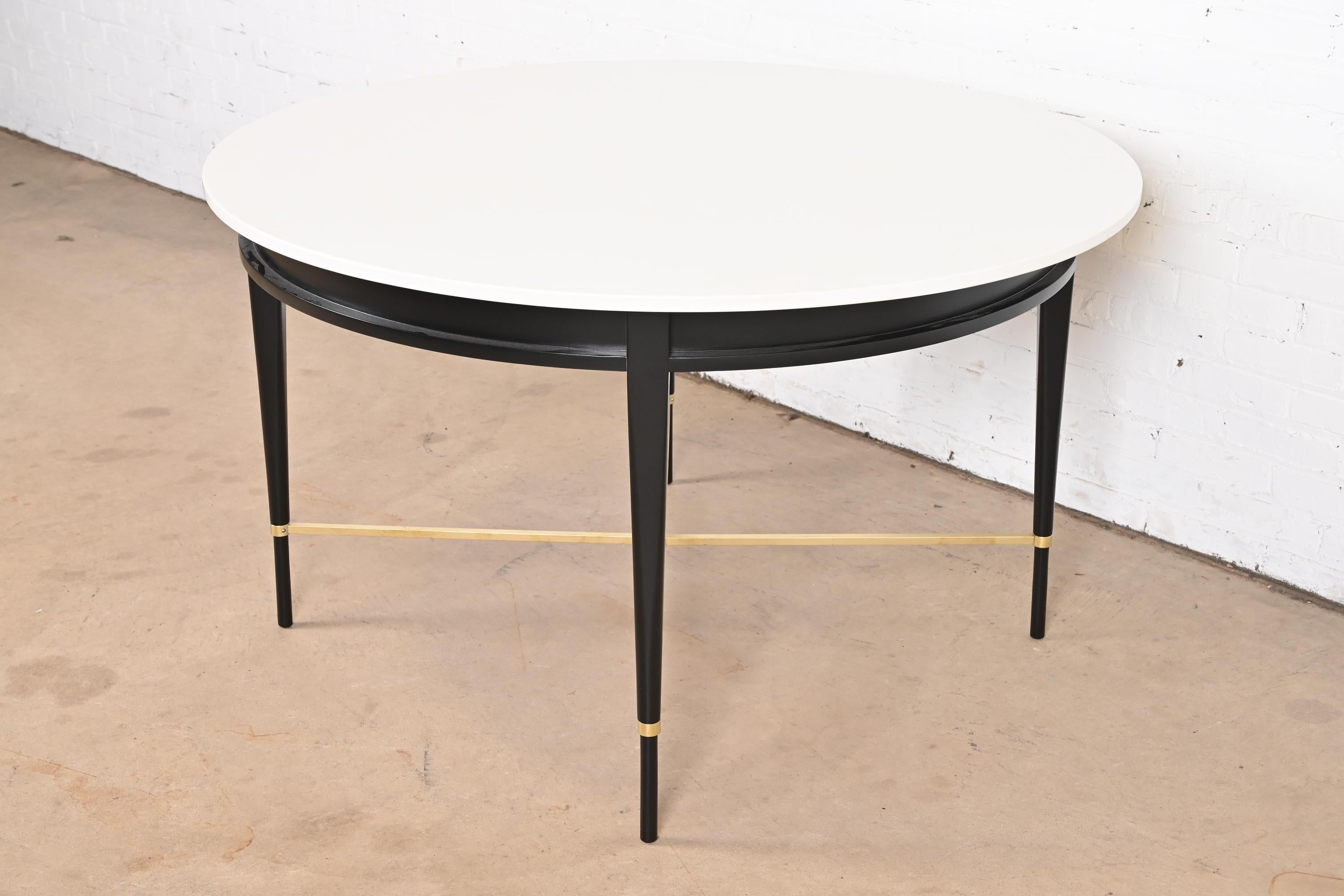 American Paul McCobb Irwin Collection Black Lacquer and Brass Dining Table, Refinished For Sale