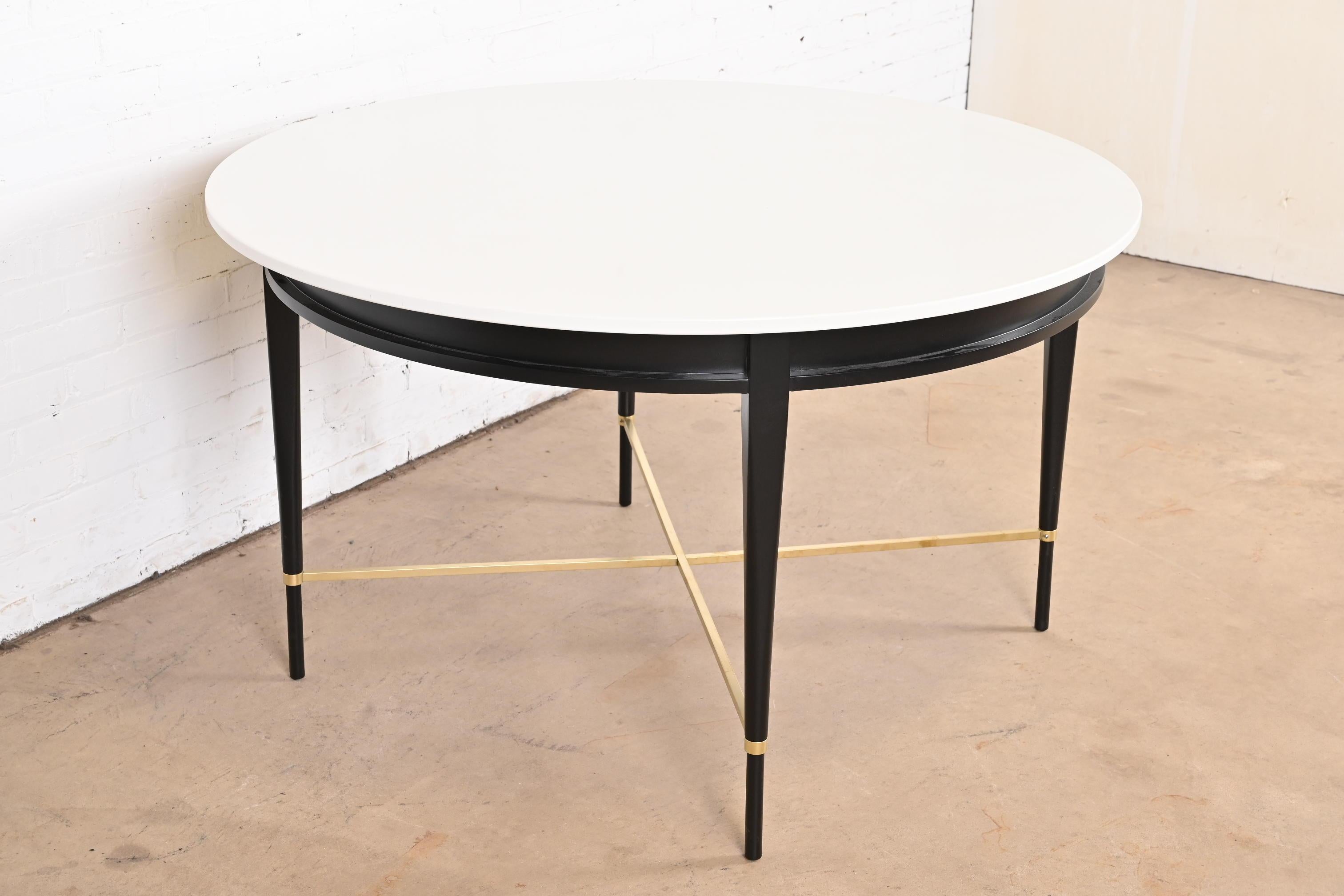 Mid-20th Century Paul McCobb Irwin Collection Black Lacquer and Brass Dining Table, Refinished For Sale