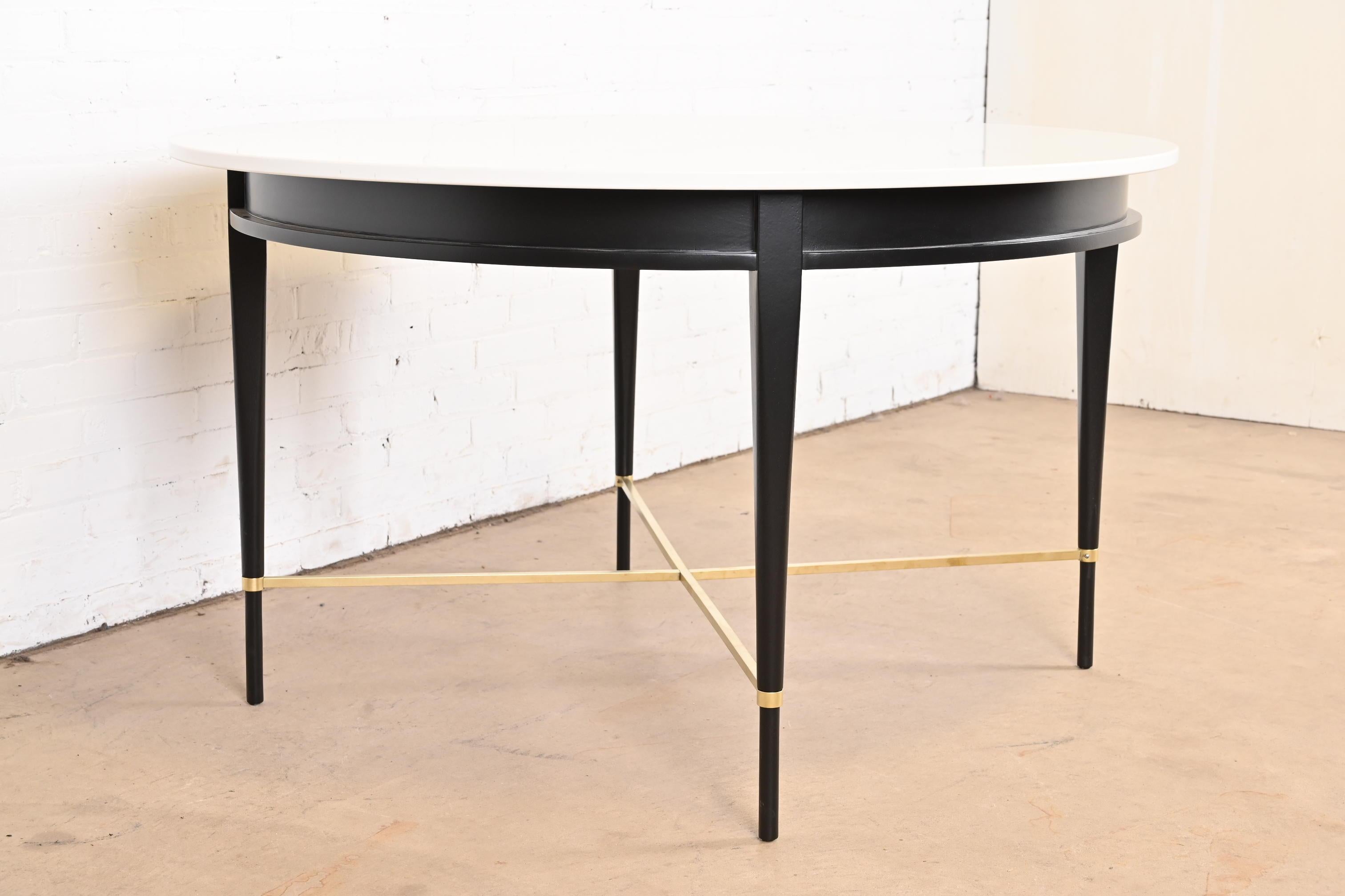 Mahogany Paul McCobb Irwin Collection Black Lacquer and Brass Dining Table, Refinished For Sale