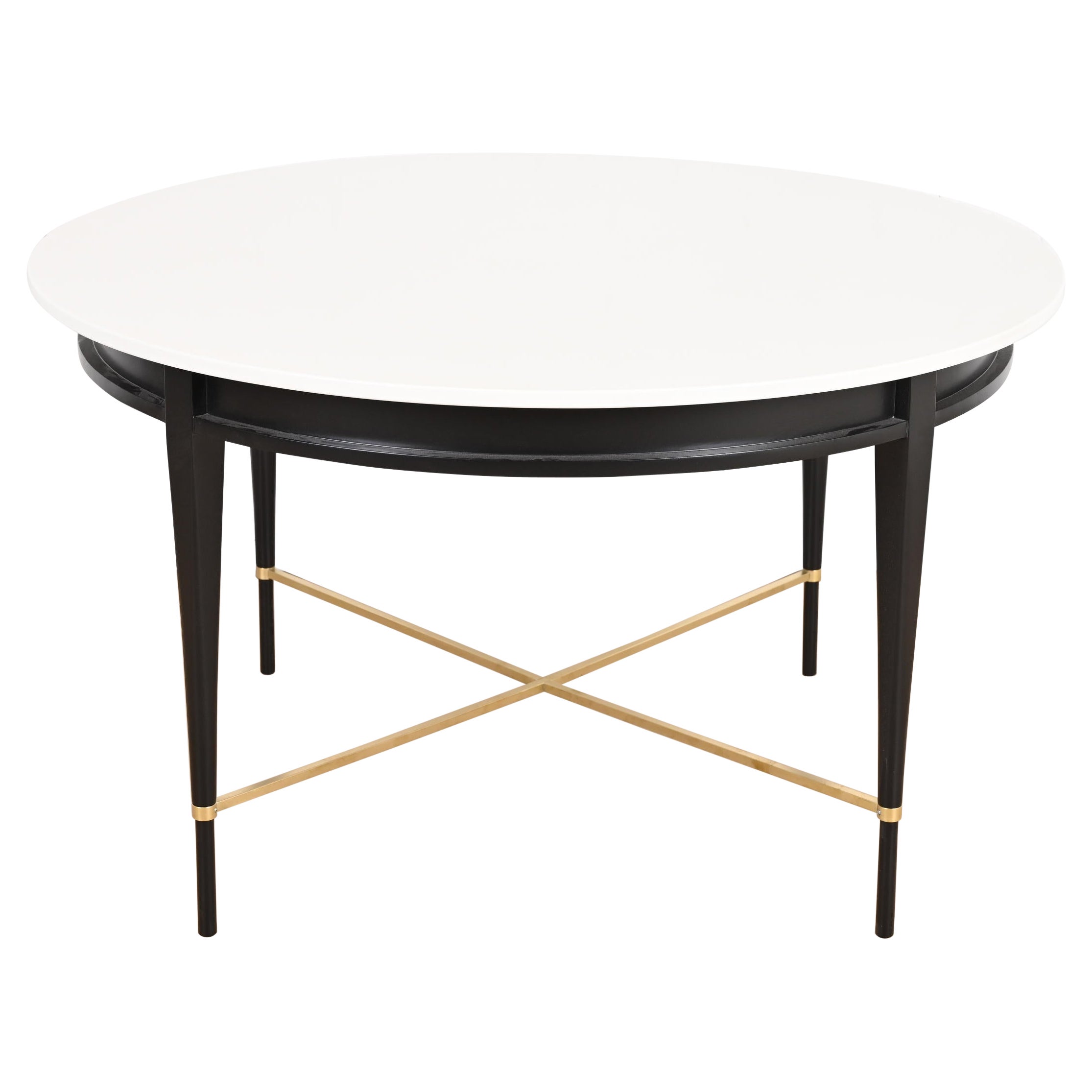 Mesa de comedor Paul McCobb Colección Irwin Laca Negra y Latón, Refinada