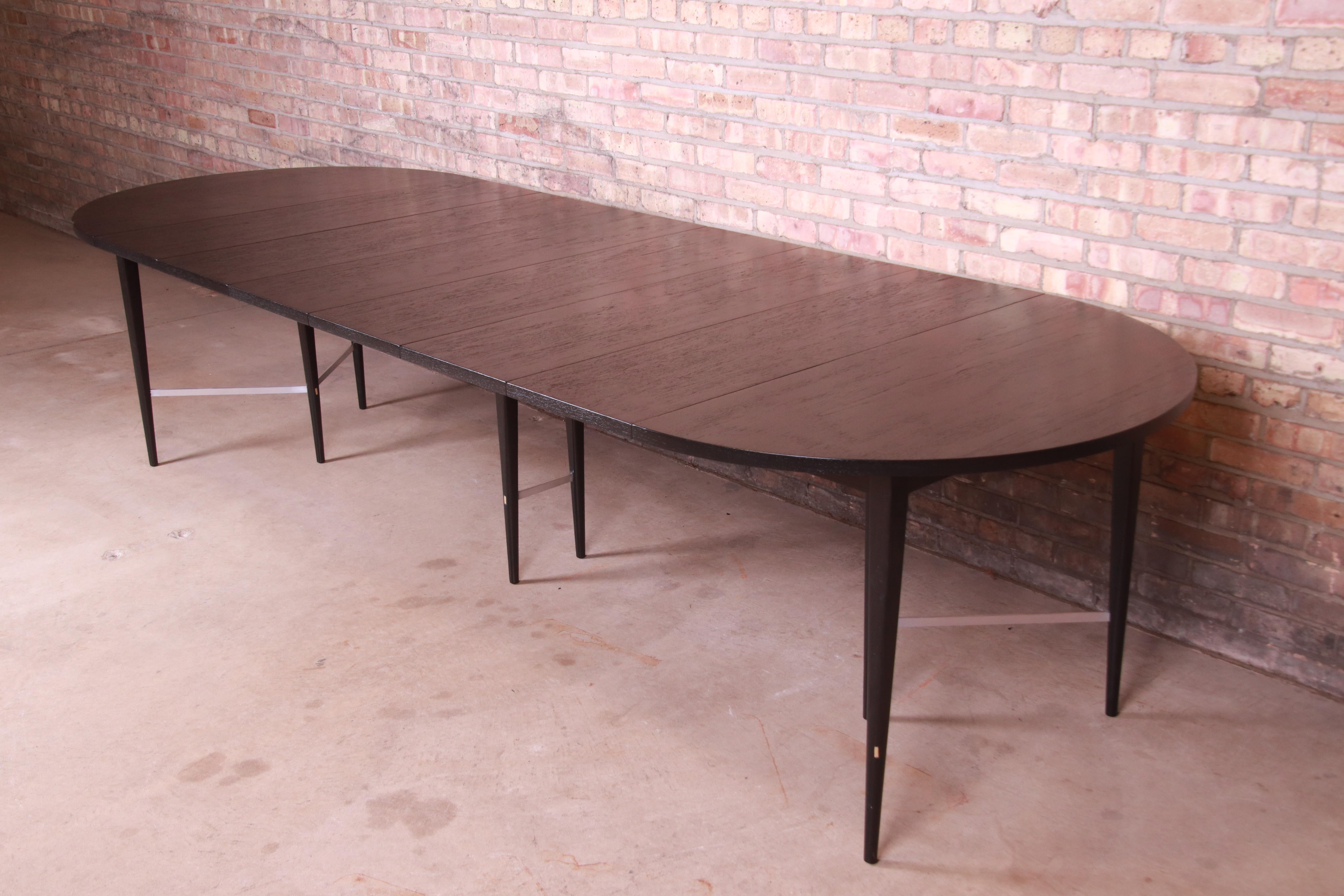 Mid-Century Modern Paul McCobb Irwin Collection Black Lacquered Extension Dining Table, Refinished