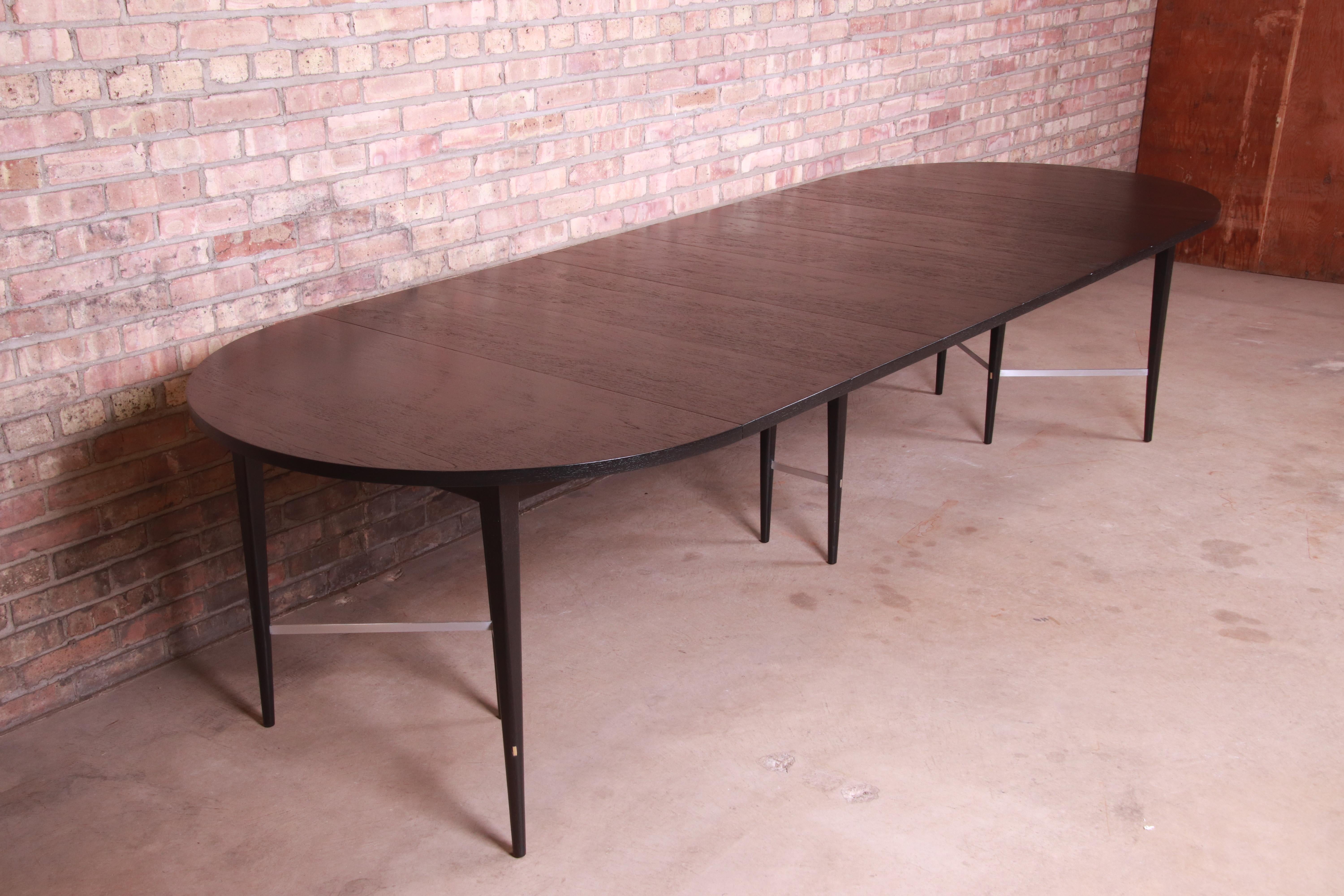 Paul McCobb Irwin Collection Black Lacquered Extension Dining Table, Refinished In Good Condition In South Bend, IN
