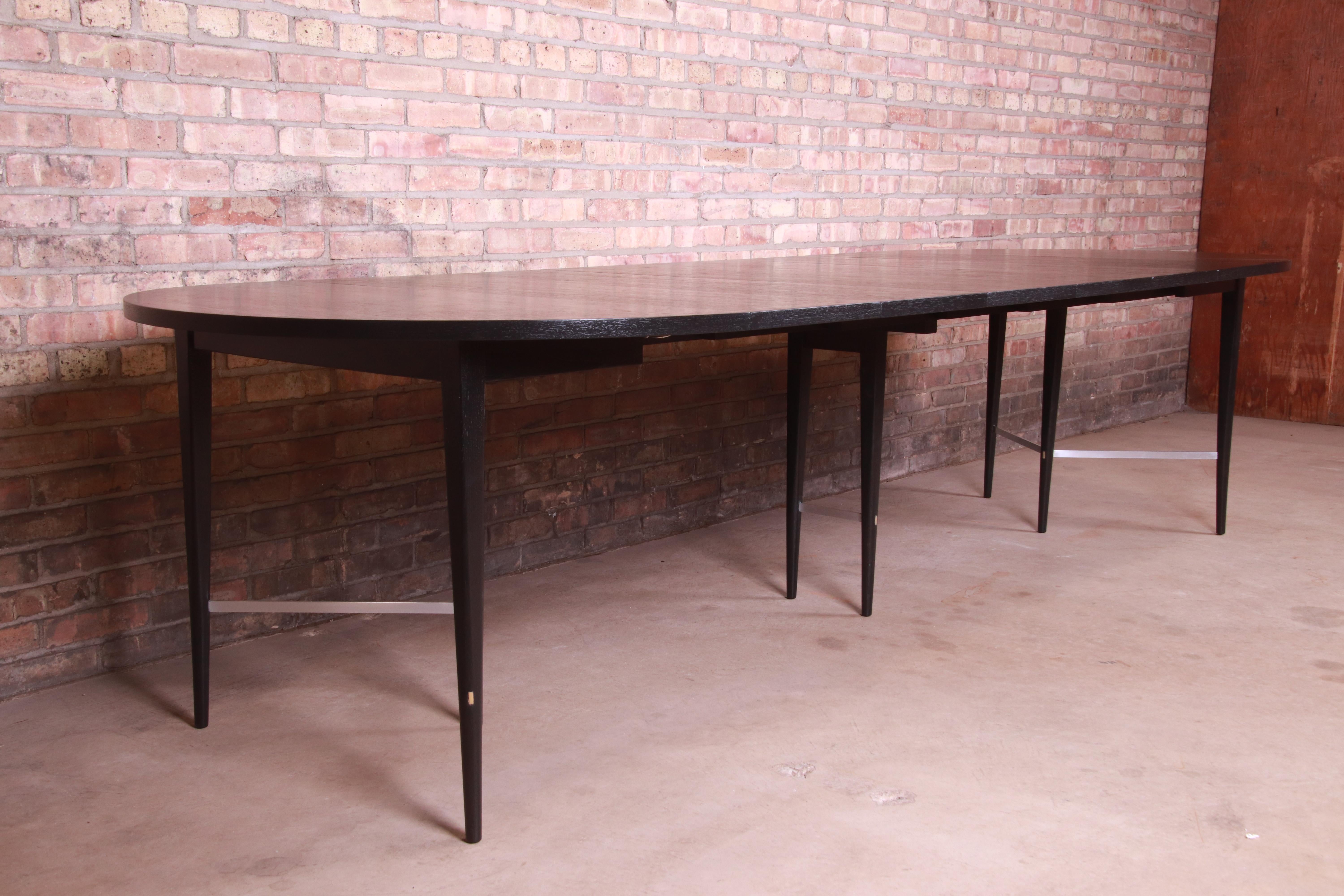 Mid-20th Century Paul McCobb Irwin Collection Black Lacquered Extension Dining Table, Refinished