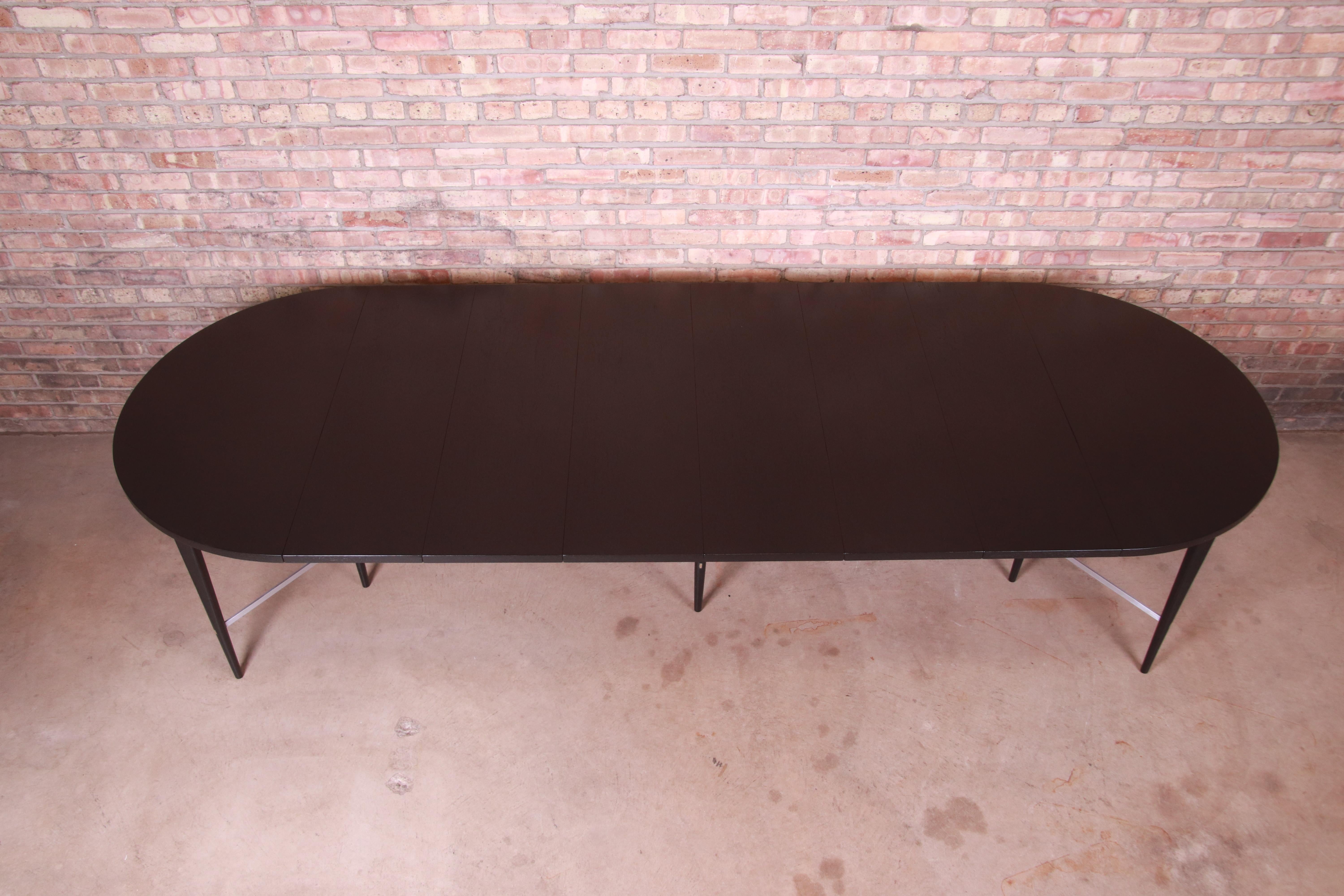 Paul McCobb Irwin Collection Black Lacquered Extension Dining Table, Refinished 1