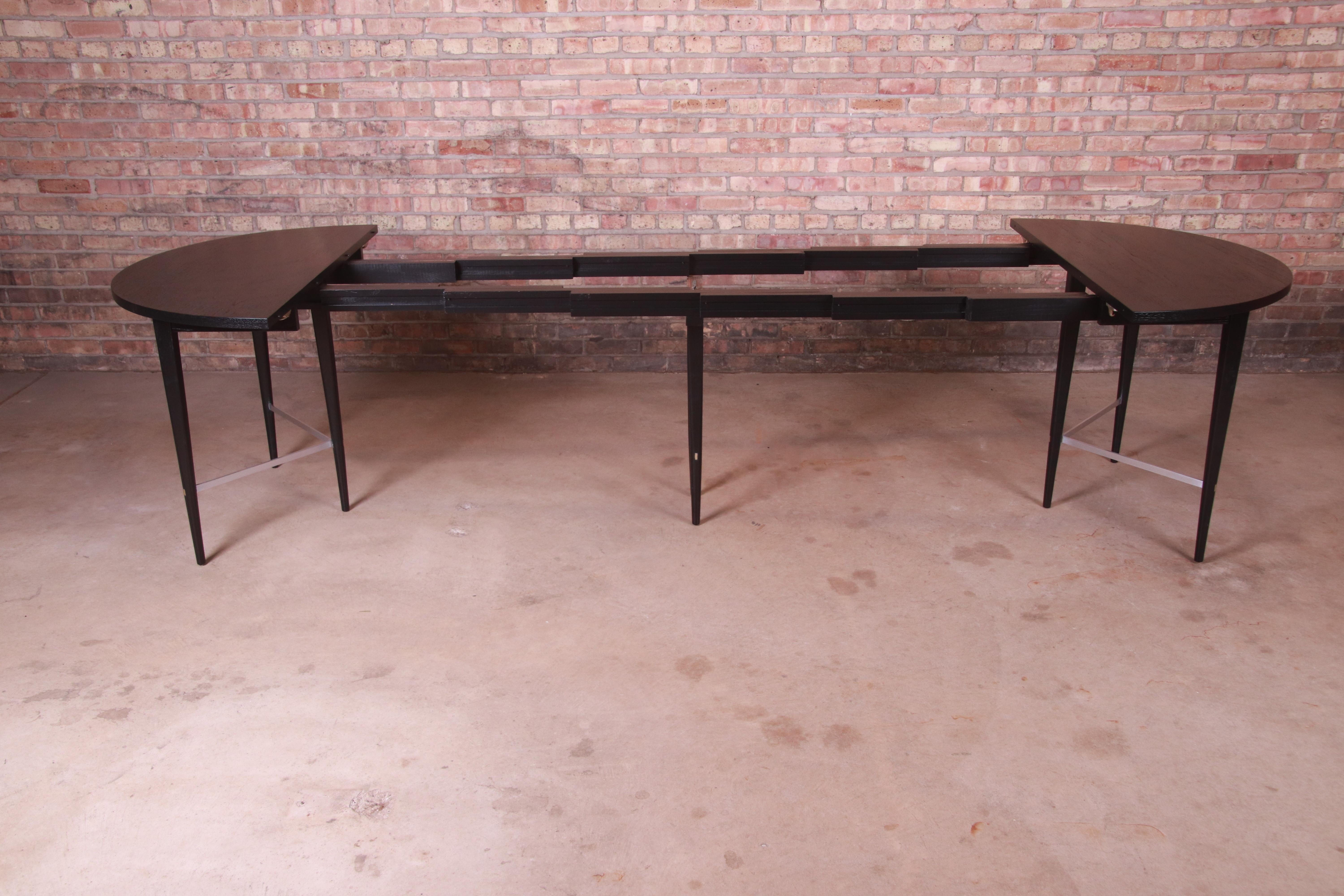 Paul McCobb Irwin Collection Black Lacquered Extension Dining Table, Refinished 2
