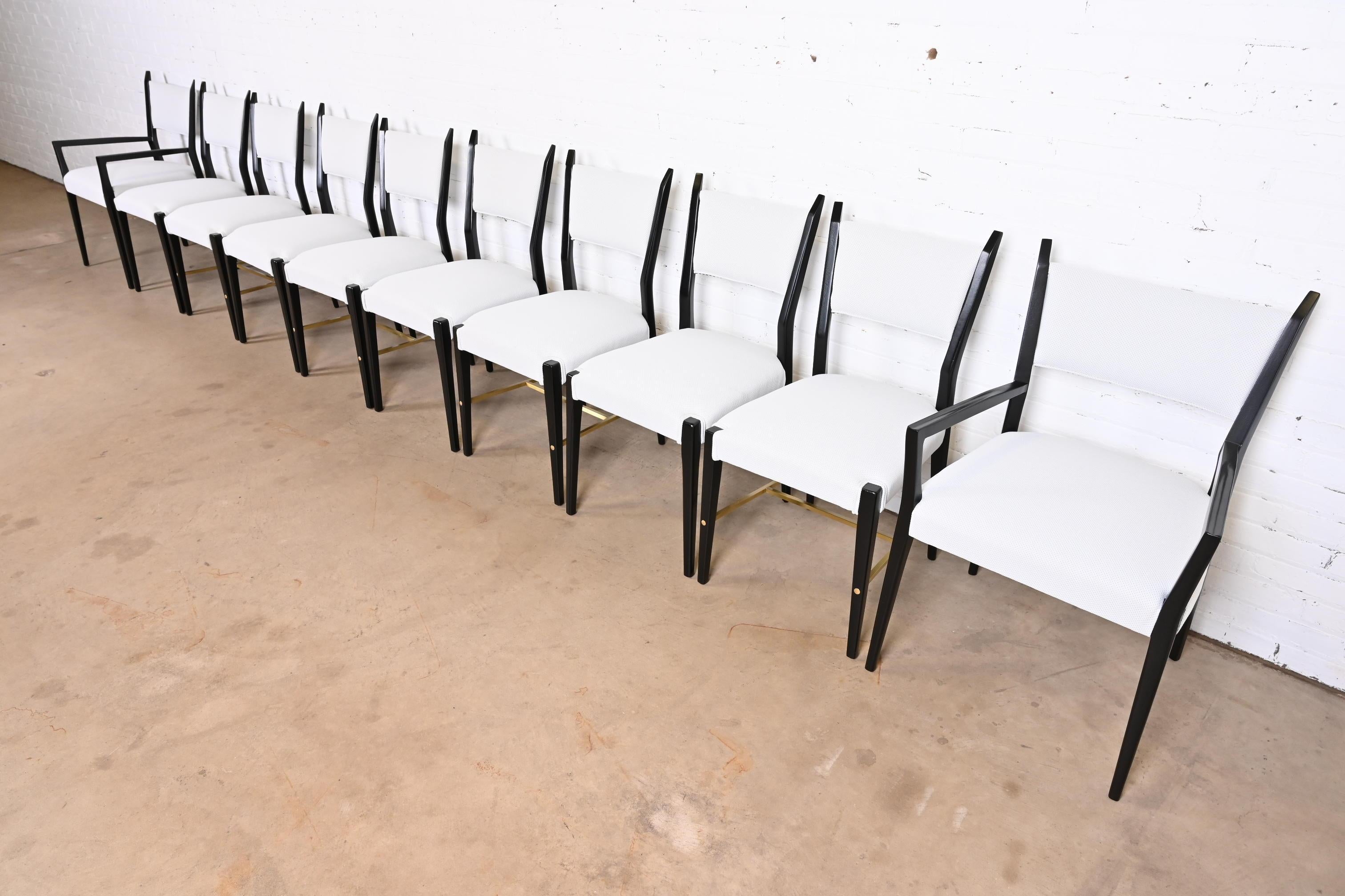 Paul McCobb Irwin Collection Black Lacquered Mahogany Dining Chairs, Set of Ten In Good Condition In South Bend, IN