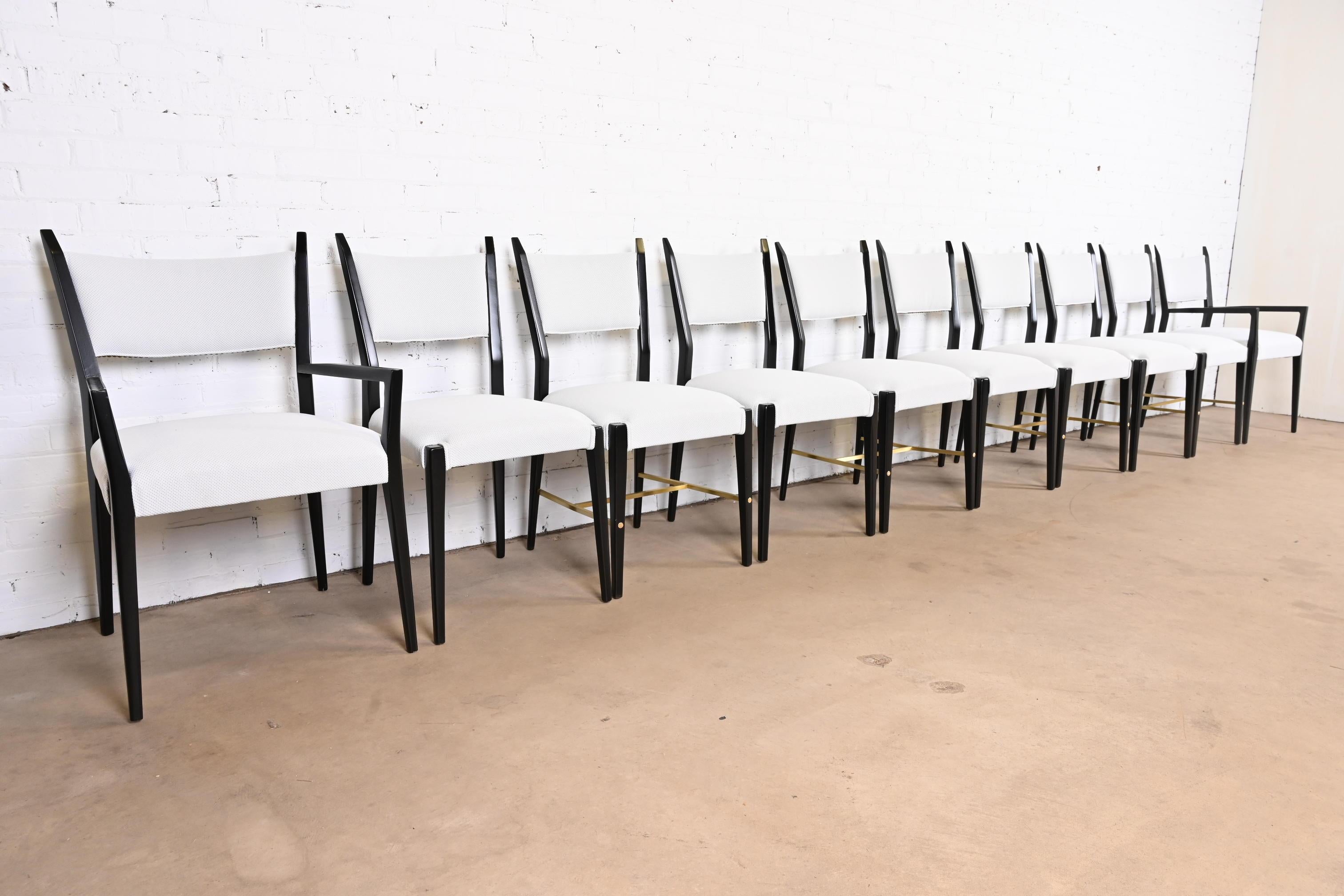 Mid-20th Century Paul McCobb Irwin Collection Black Lacquered Mahogany Dining Chairs, Set of Ten