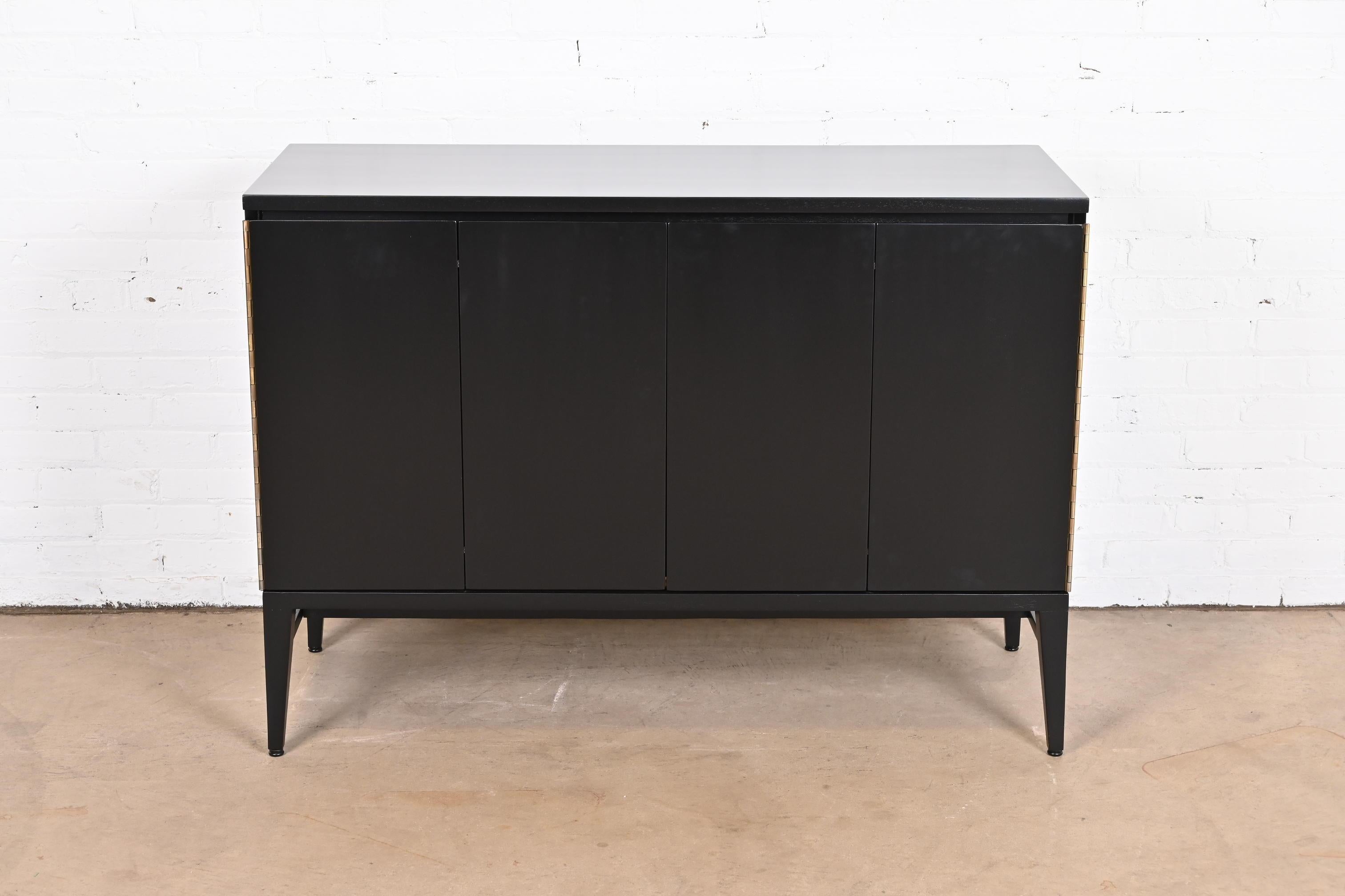 American Paul McCobb Irwin Collection Black Lacquered Sideboard or Bar Cabinet