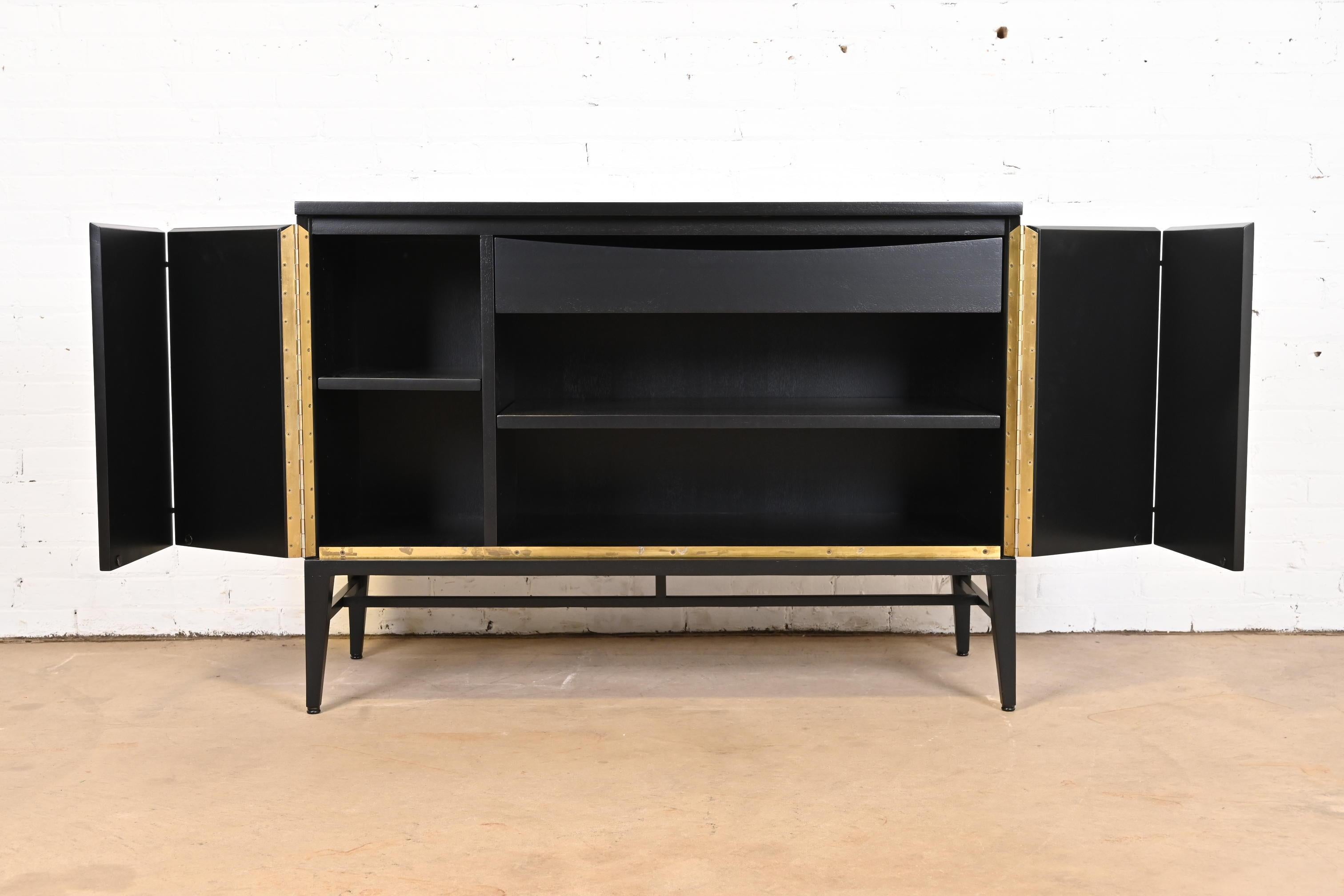 Paul McCobb Irwin Collection Black Lacquered Sideboard or Bar Cabinet 1