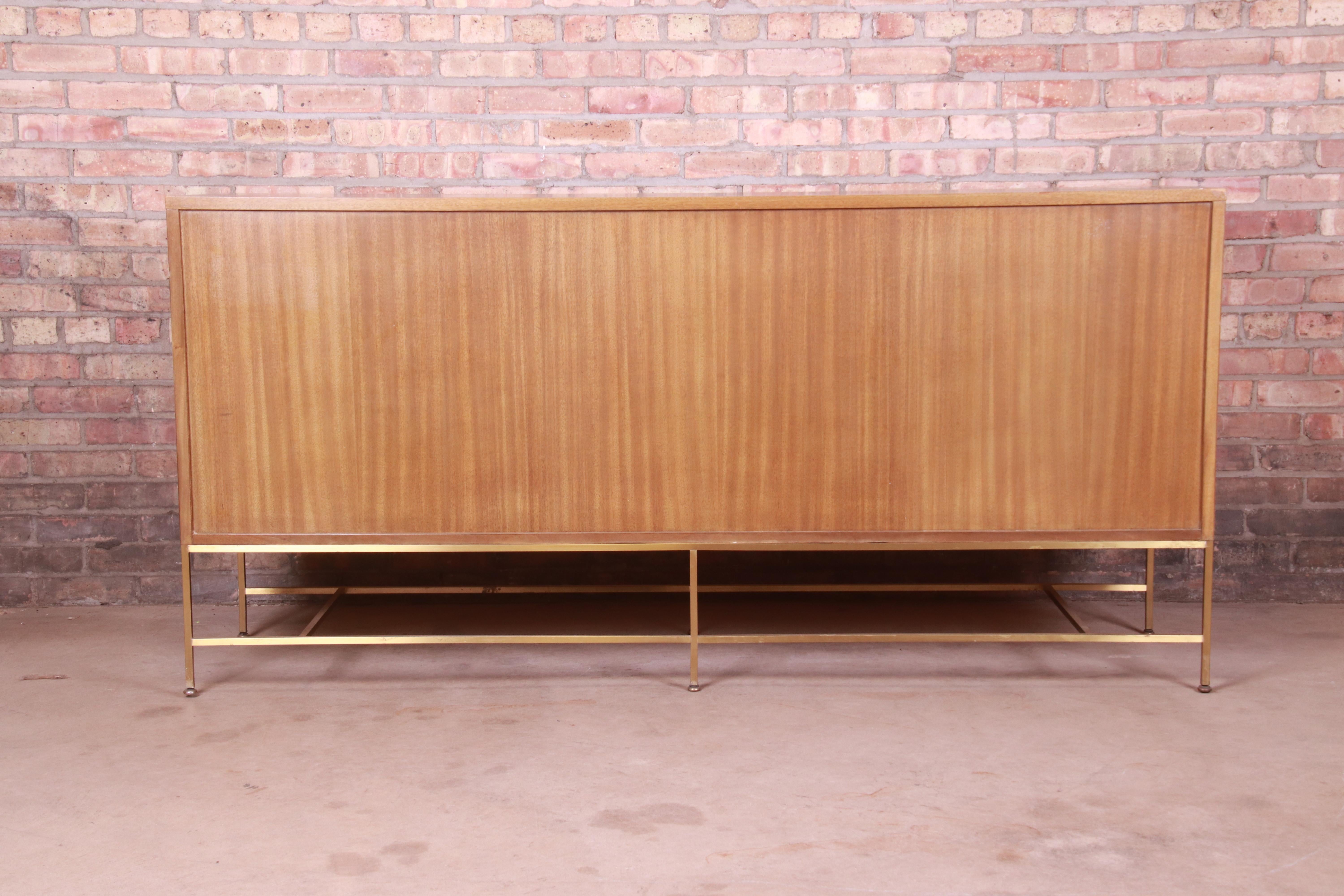 Paul McCobb Irwin Collection Bleached Mahogany and Brass Credenza or Bar Cabinet 5