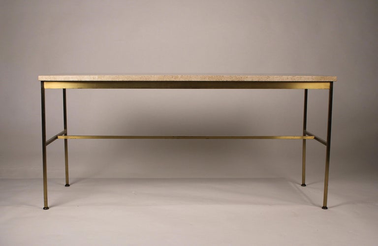 Paul McCobb Irwin Collection Brass and Travertine Sofa Table 1