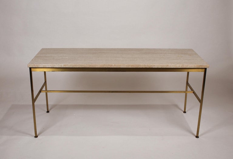 Paul McCobb Irwin Collection Brass and Travertine Sofa Table 2