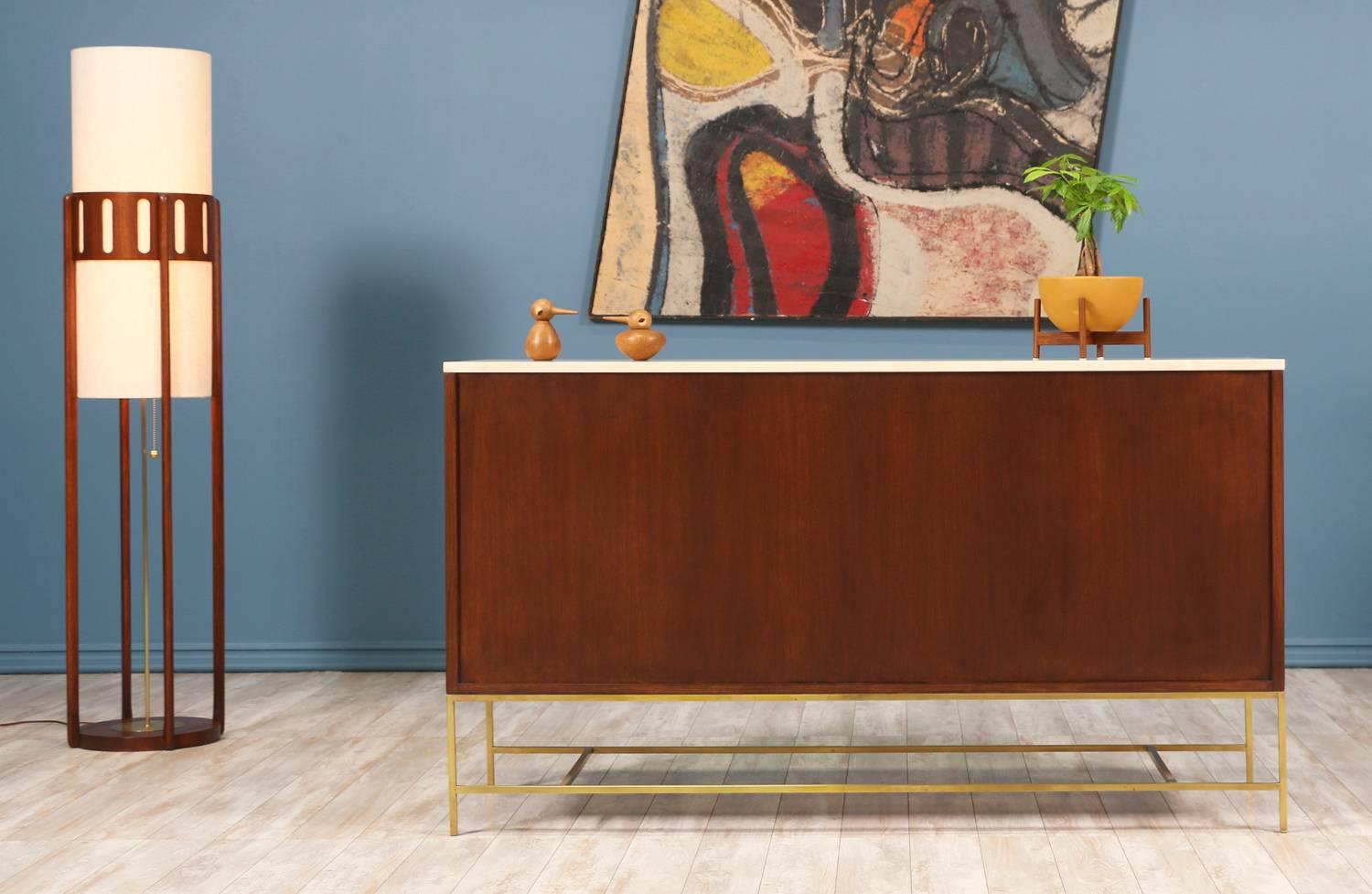 Paul McCobb “Irwin Collection” Credenza with Bi-Folding Doors and Travertine Top 4