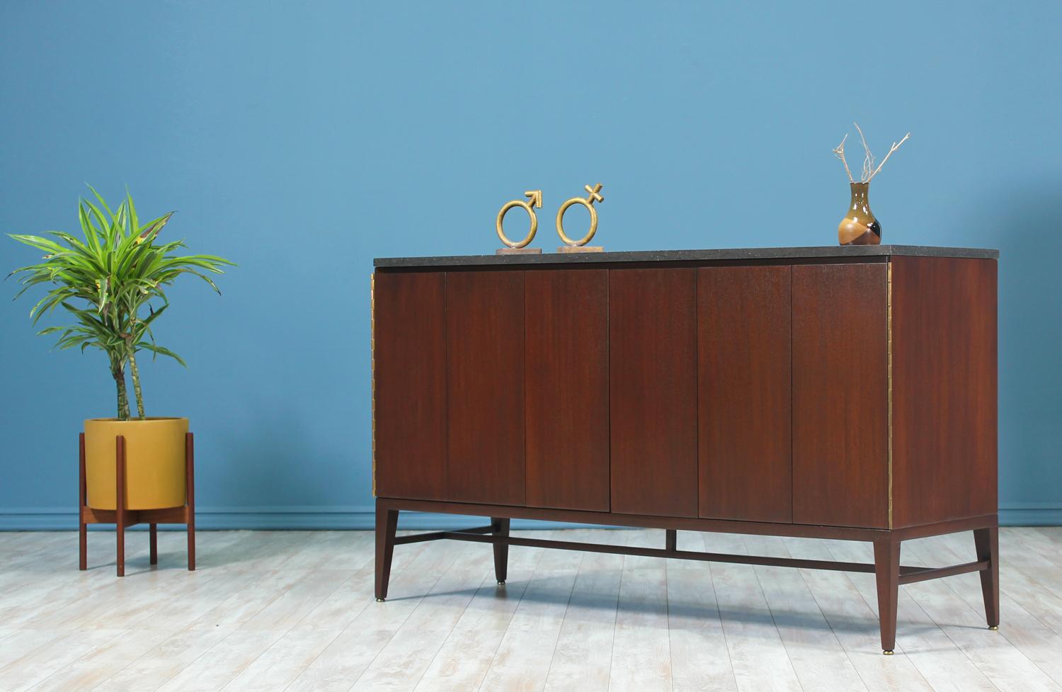 Paul McCobb “Irwin Collection” Credenza with Bi-Folding Doors & Black Marble Top 2