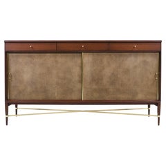 Paul McCobb "Irwin Collection" Credenza with Brass Accents & Leather Doors