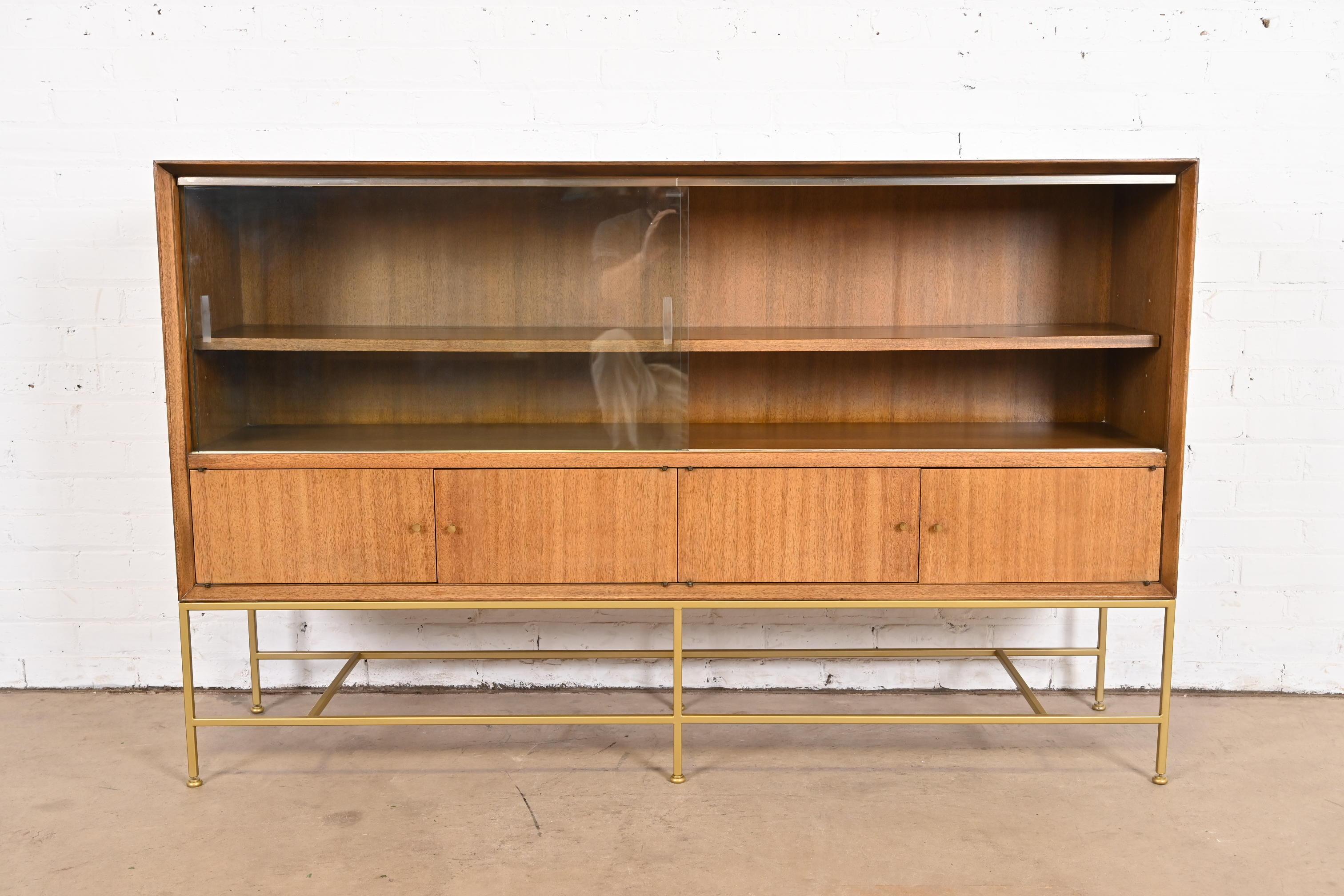 Paul McCobb Irwin Collection Mahogany and Brass Bookcase or Bar Cabinet, 1950s 4
