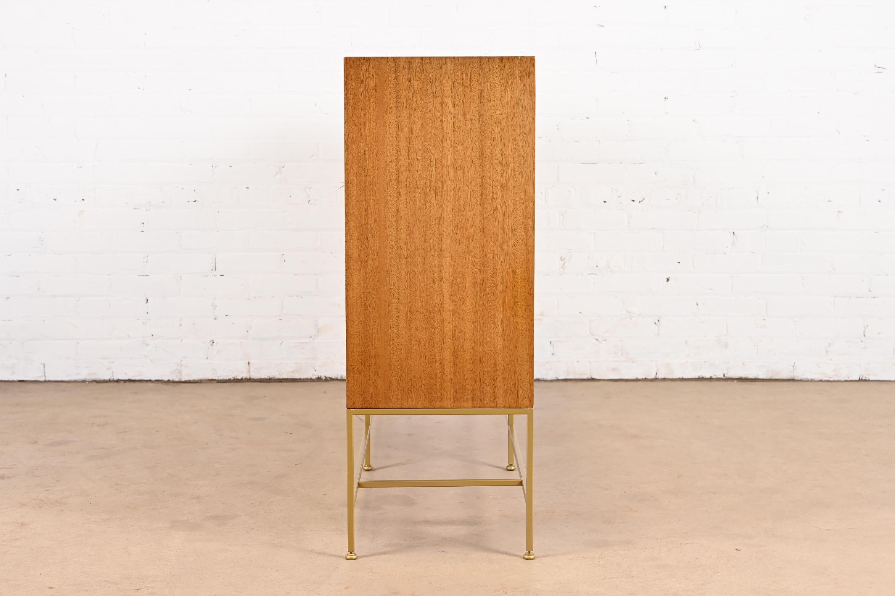 Paul McCobb Irwin Collection Mahogany and Brass Bookcase or Bar Cabinet, 1950s 7