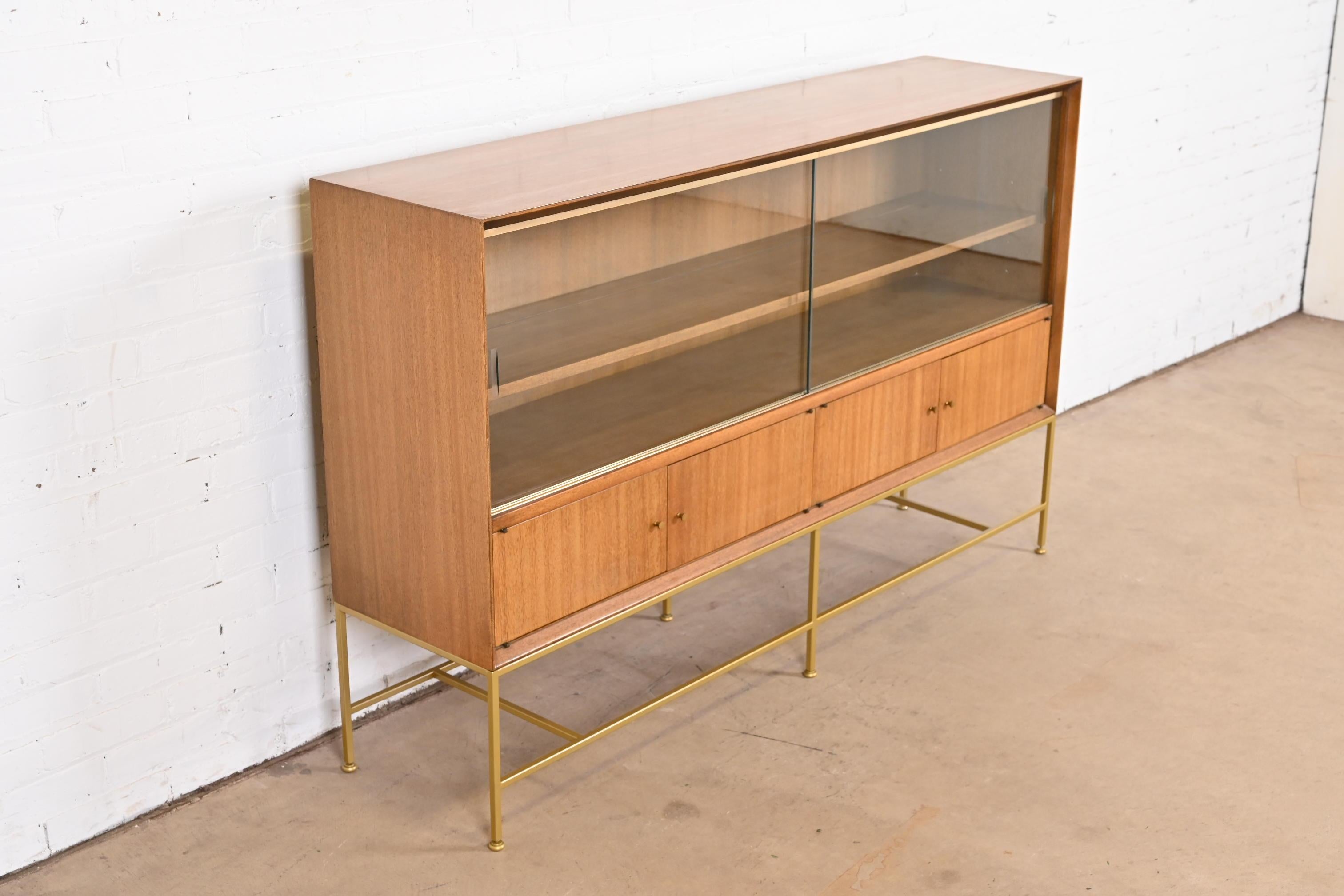 Paul McCobb Irwin Collection Mahogany and Brass Bookcase or Bar Cabinet, 1950s 1