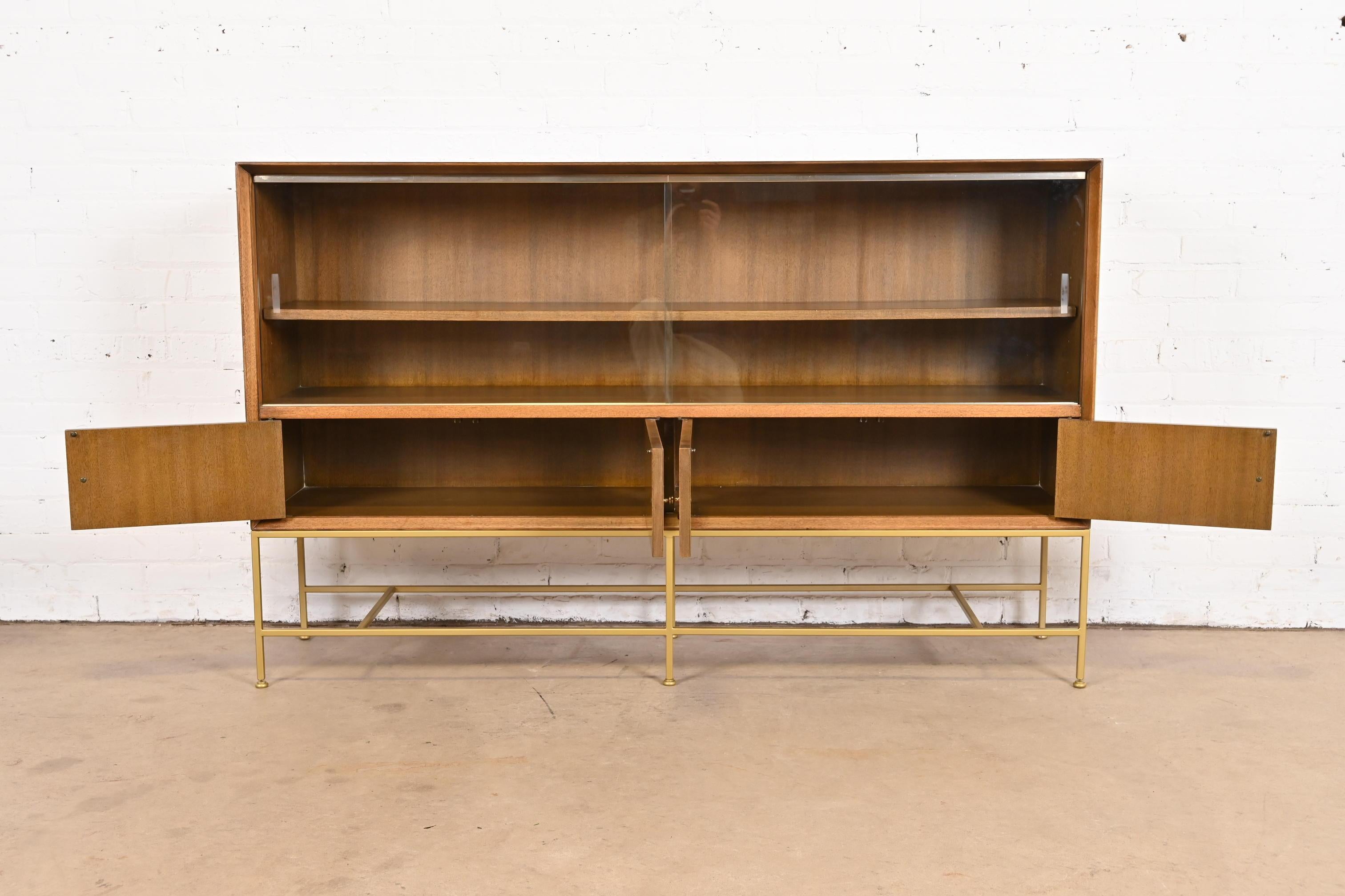 Paul McCobb Irwin Collection Mahogany and Brass Bookcase or Bar Cabinet, 1950s 2