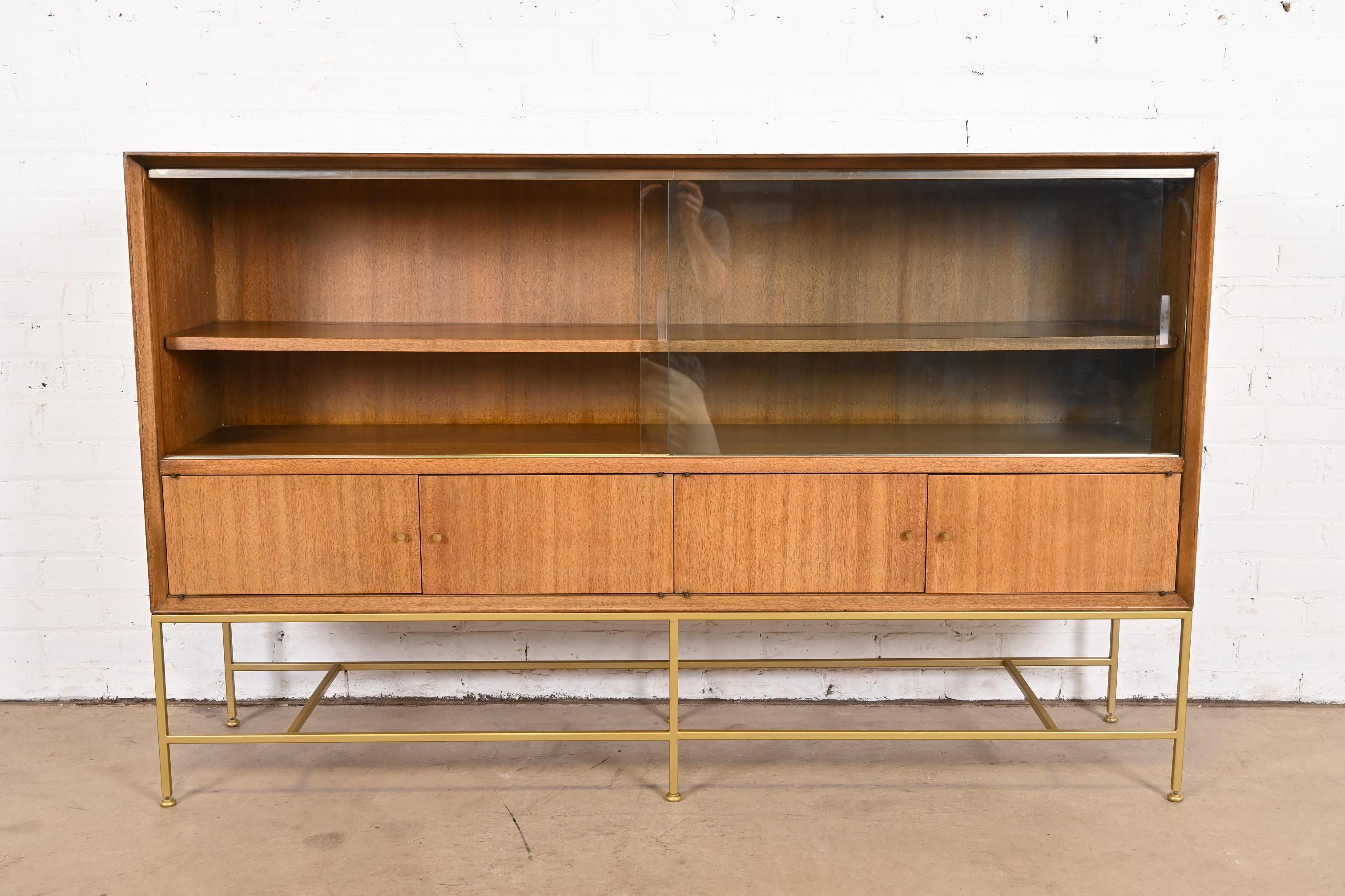 Paul McCobb Irwin Collection Mahogany and Brass Bookcase or Bar Cabinet, 1950s 3
